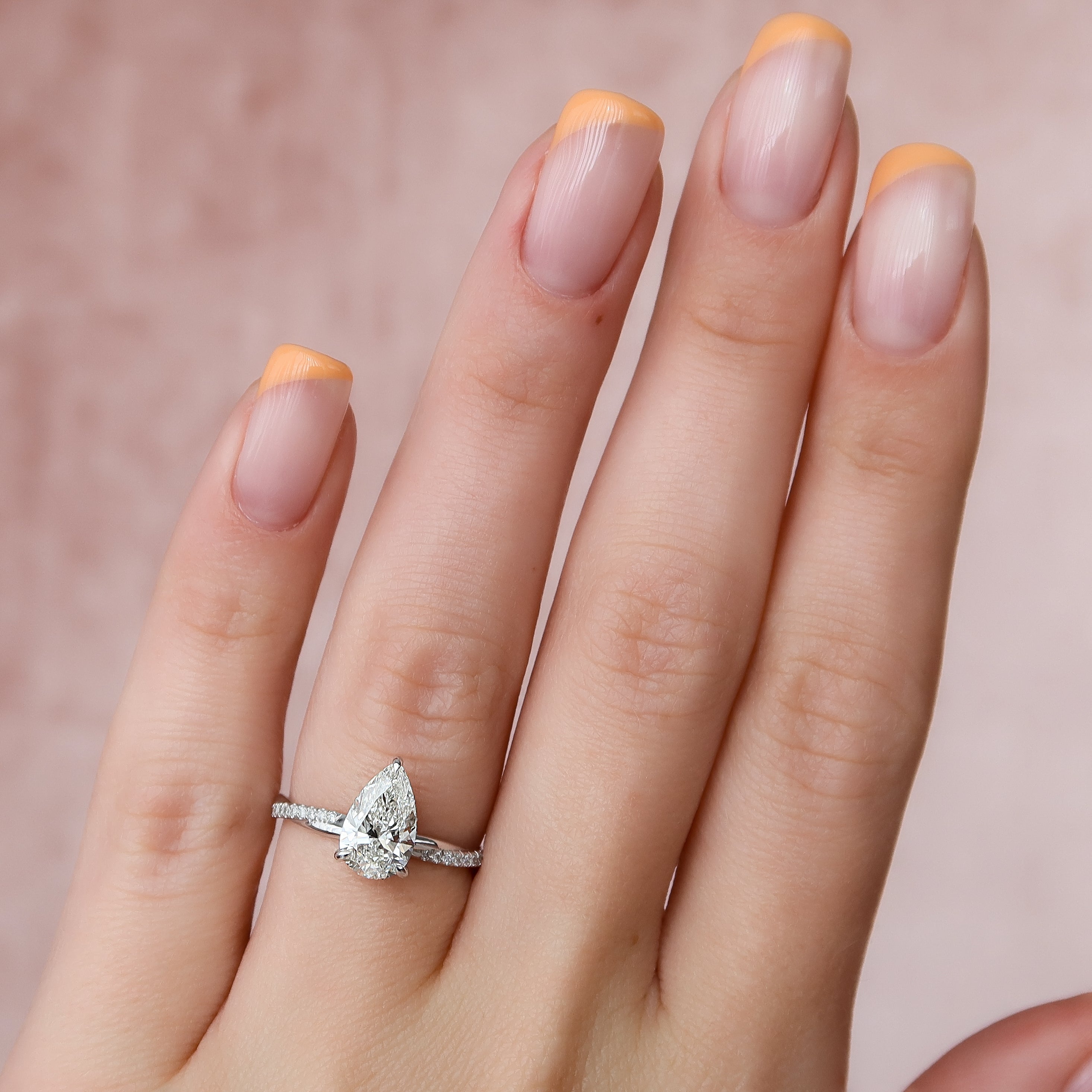 1.50 - 3.50 CT Pear Cut Lab Grown Diamond twig Engagement Ring