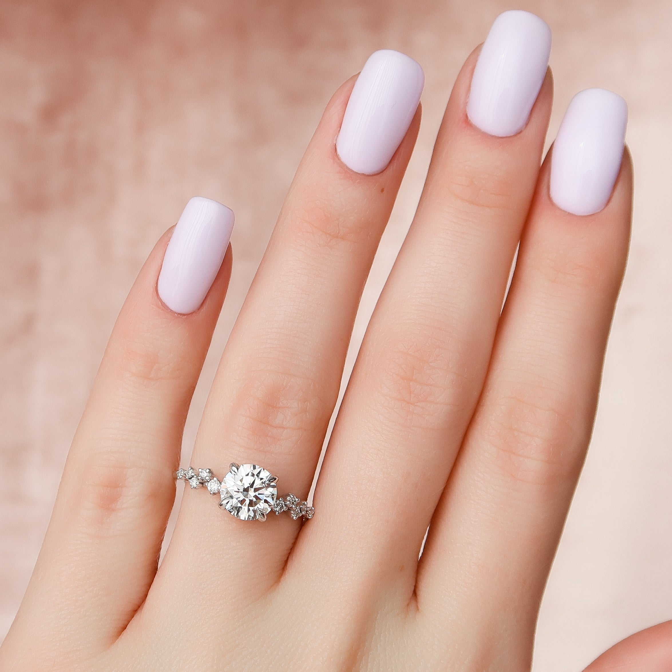 1.50 - 3.50 CT Round Cut Lab Grown Diamond mia-setting Engagement Ring