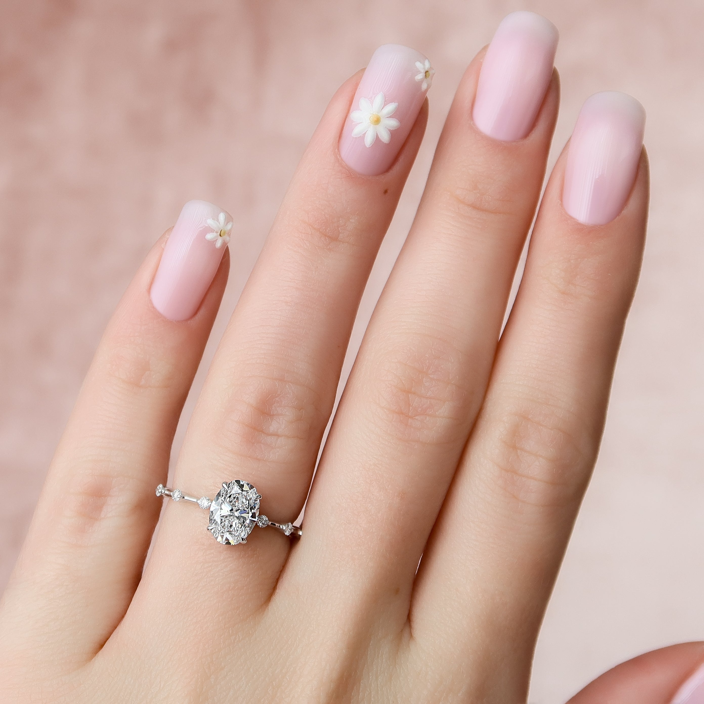 2.0 - 4.0 CT Oval Cut CVD Diamond Dainty Engagement Ring