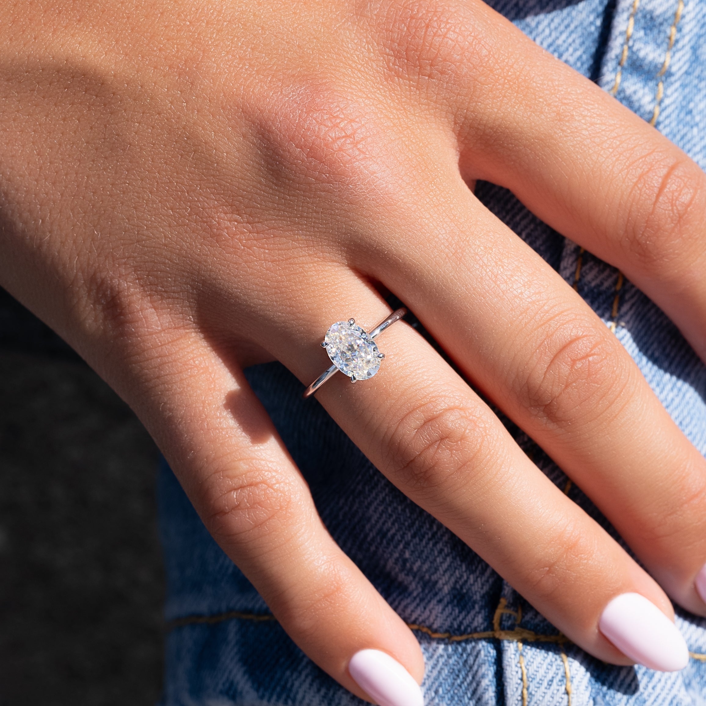 2.0 - 4.0 CT Oval Cut CVD Diamond Hidden Halo Engagement Ring