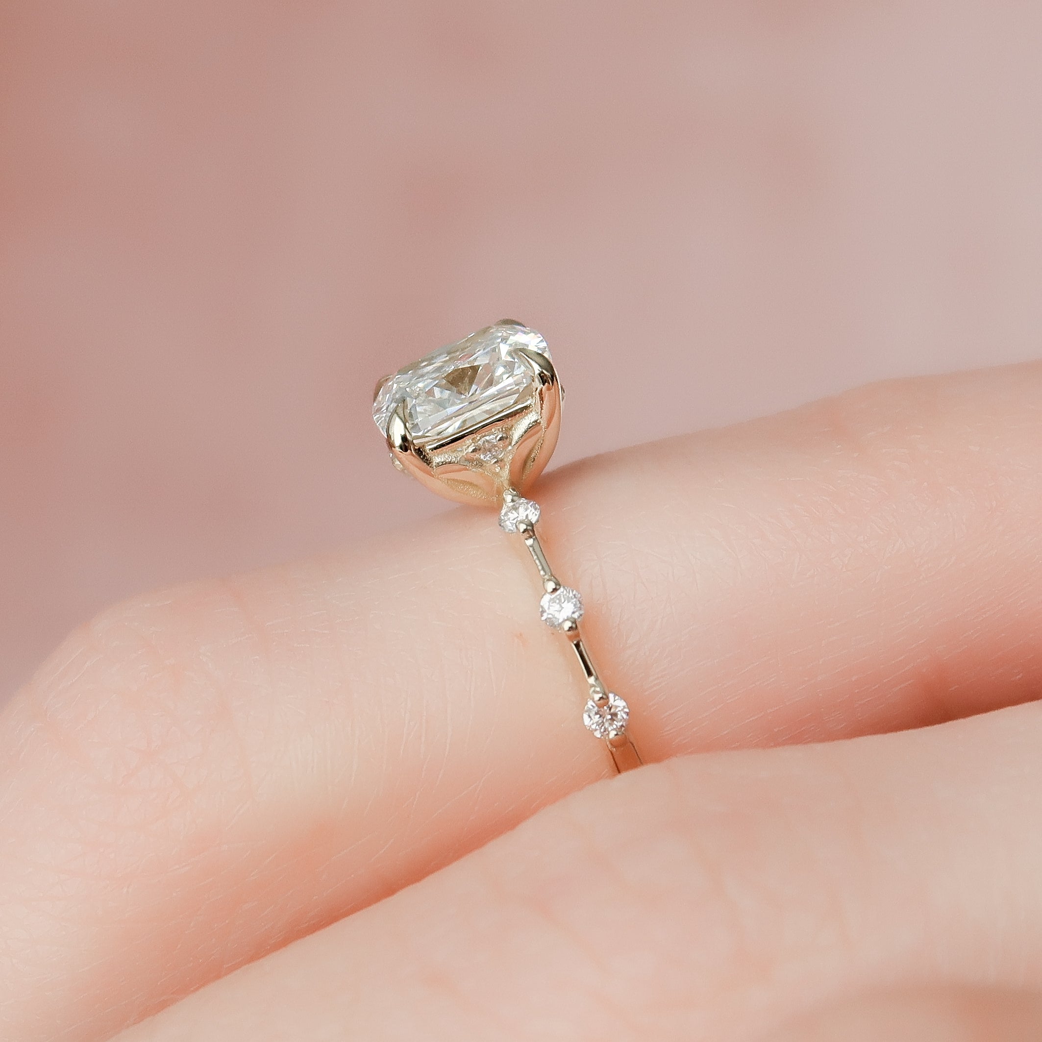 2.0 - 4.0 CT Cushion Cut Lab Grown Diamond Dainty Engagement Ring