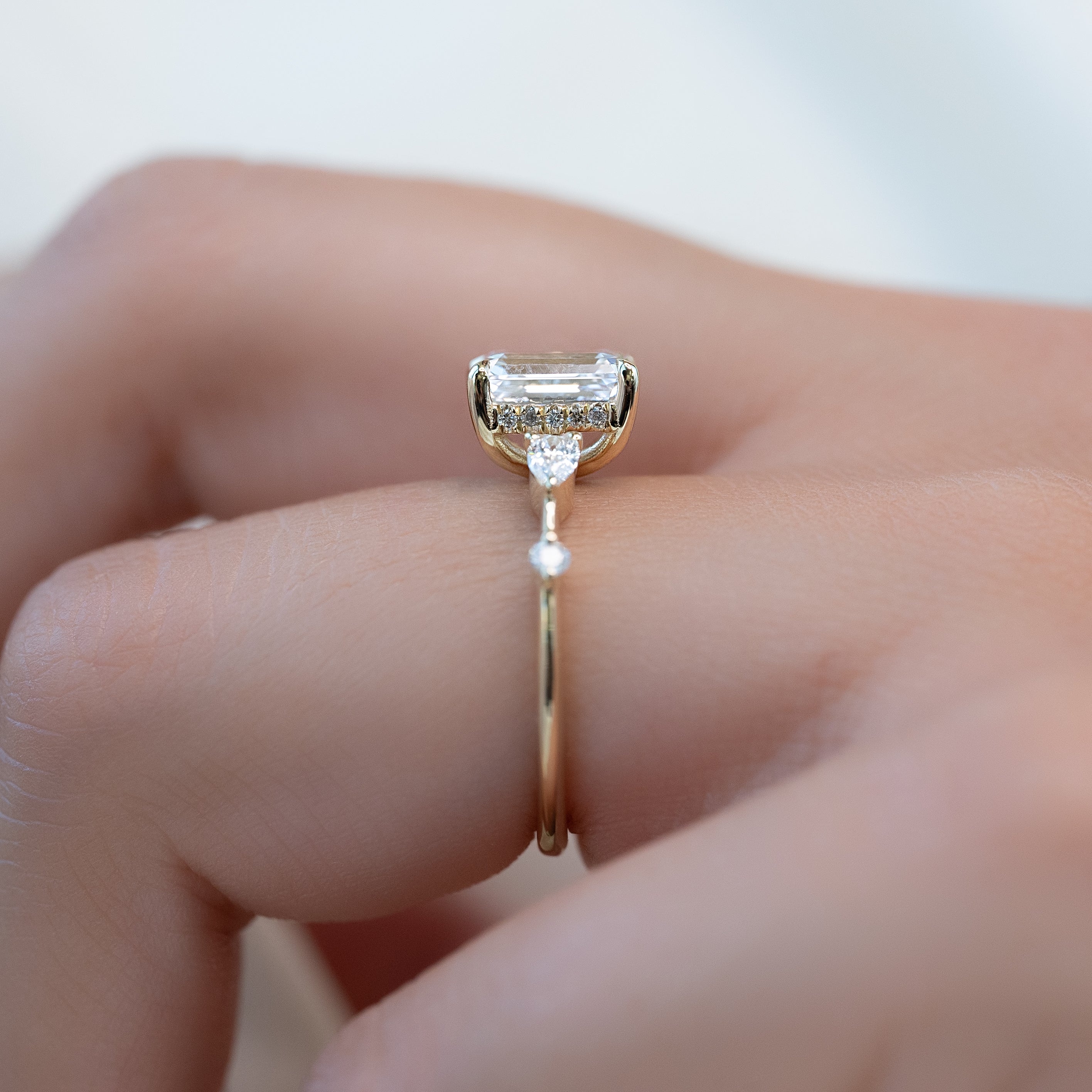 1.0 - 3.0 CT Emerald Cut Lab Grown Diamond Five Stone Engagement Ring