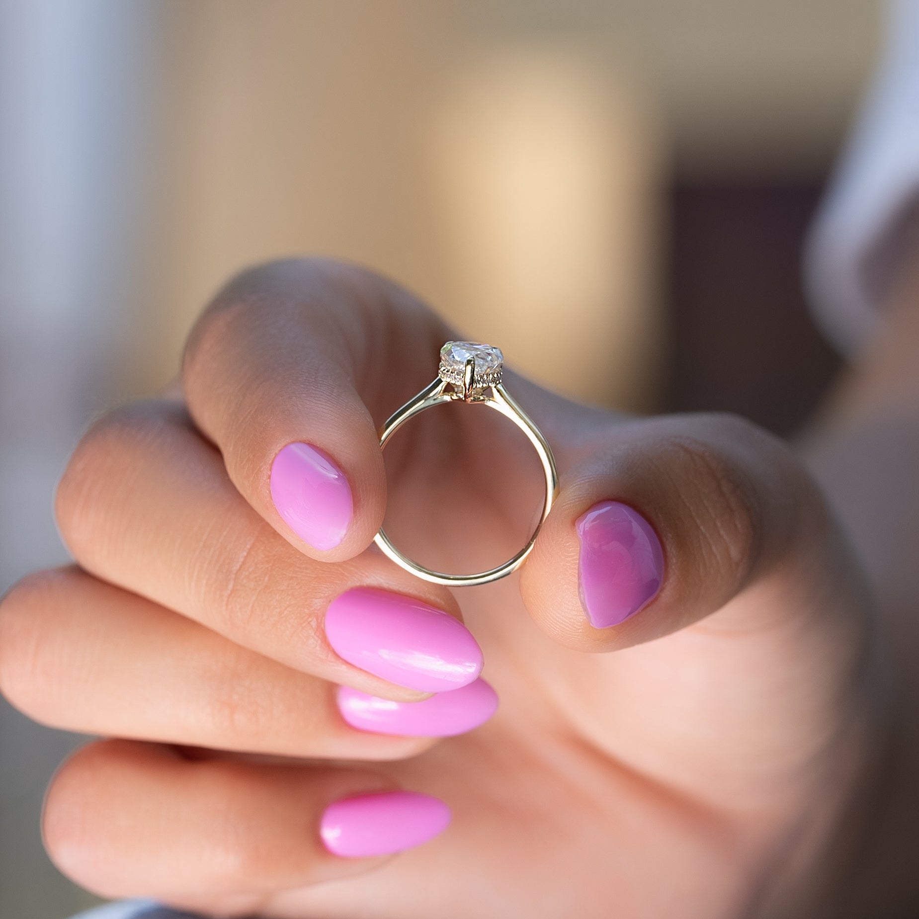 1.0 - 3.0 CT Pear Cut Lab Grown Diamond Solitaire Engagement Ring
