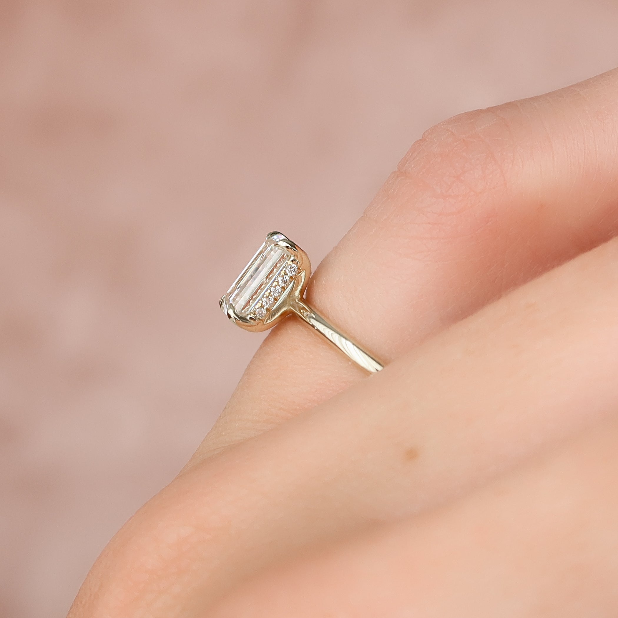 2.0 - 4.0 CT Emerald Cut Lab Grown Diamond Hidden Halo Engagement Ring