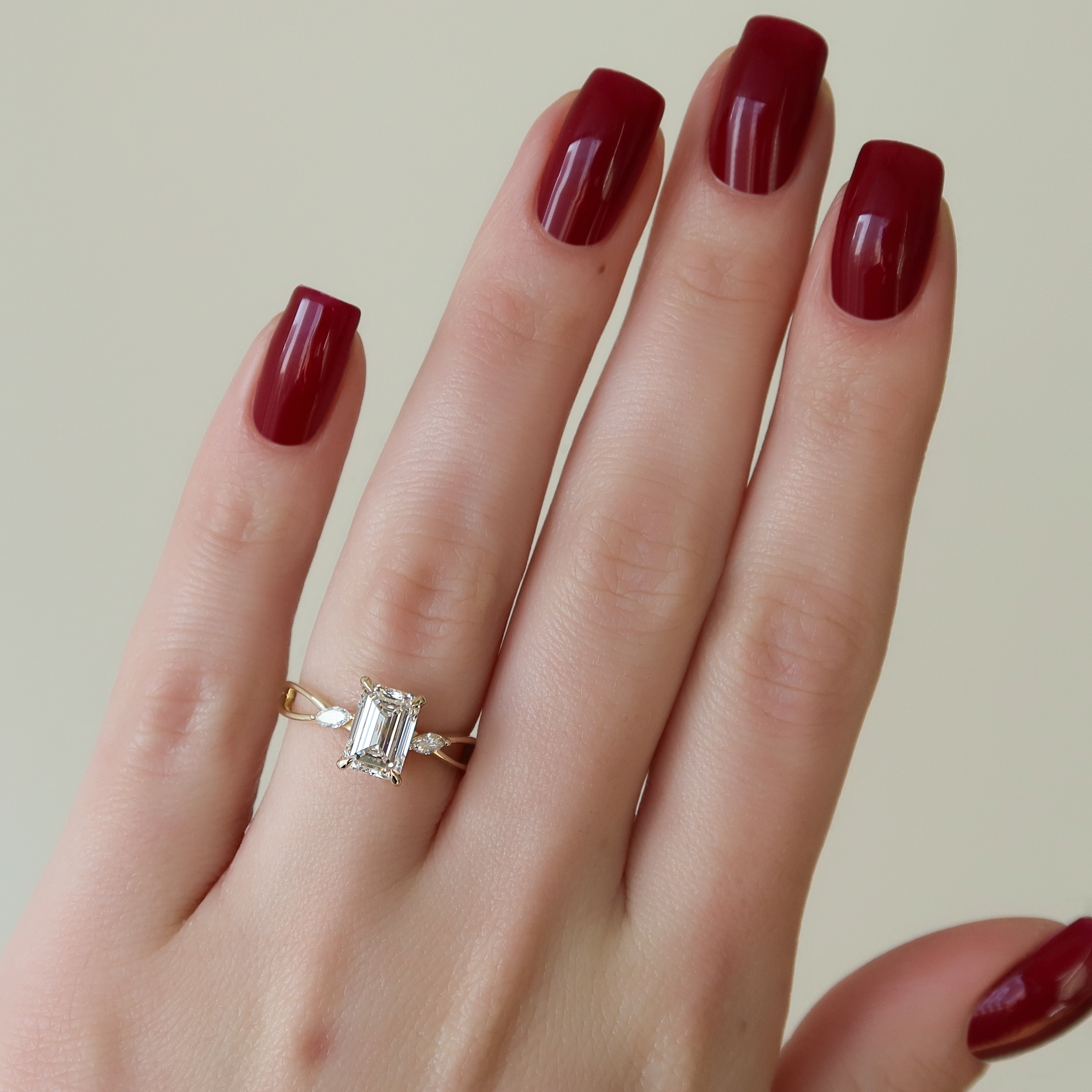 1.0 - 3.0 CT Emerald Cut Lab Grown Diamond split shank Engagement Ring