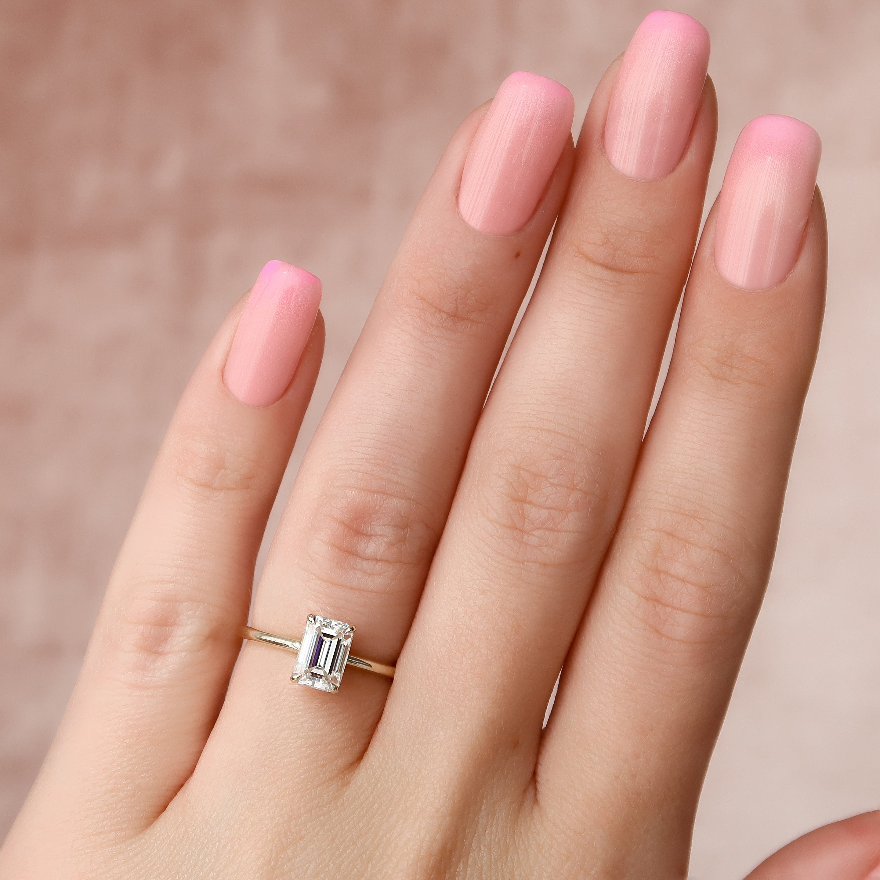 2.0 - 4.0 CT Emerald Cut Lab Grown Diamond Hidden Halo Engagement Ring