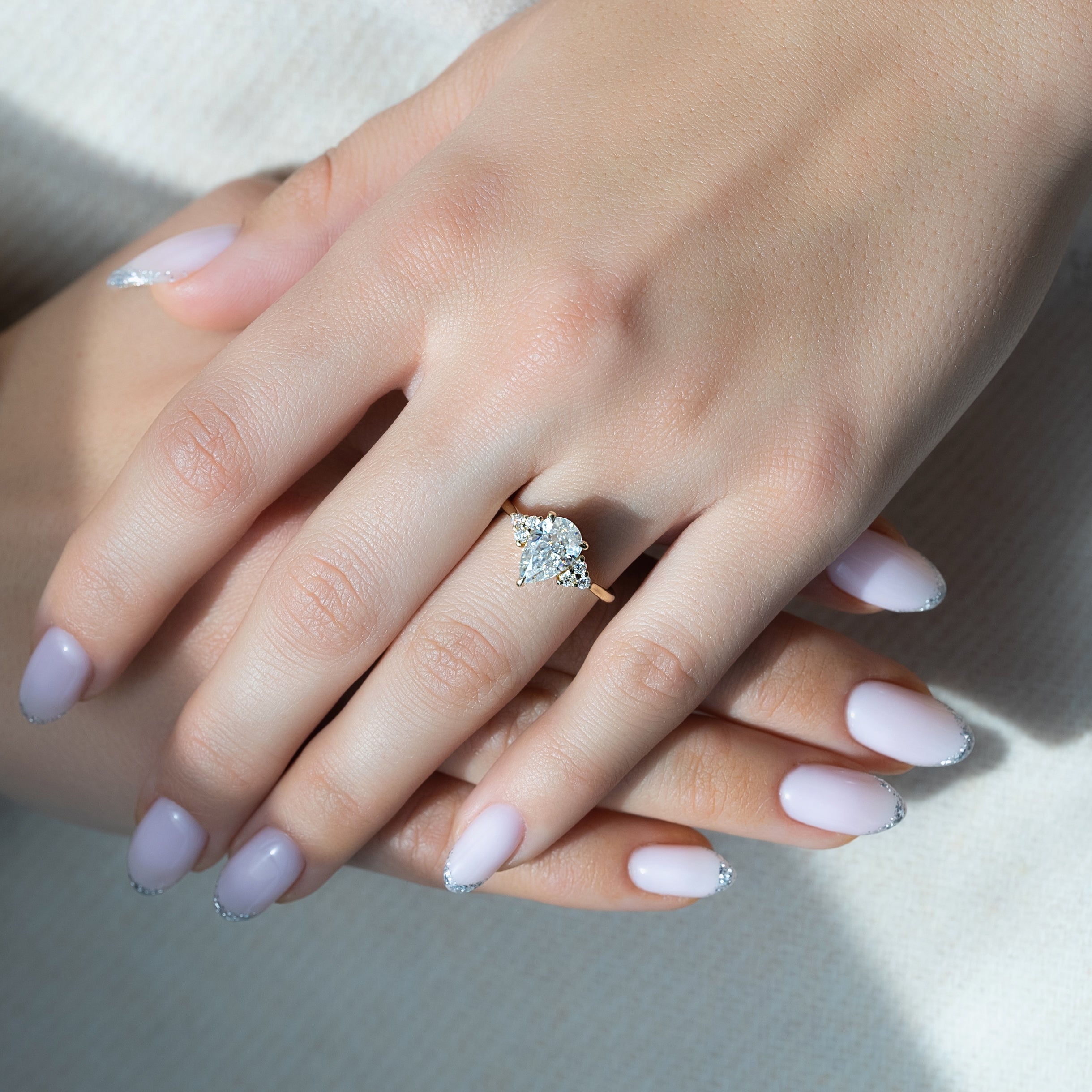 1.0 - 3.0 CT Pear Cut Lab Grown Diamond Cluster Engagement Ring