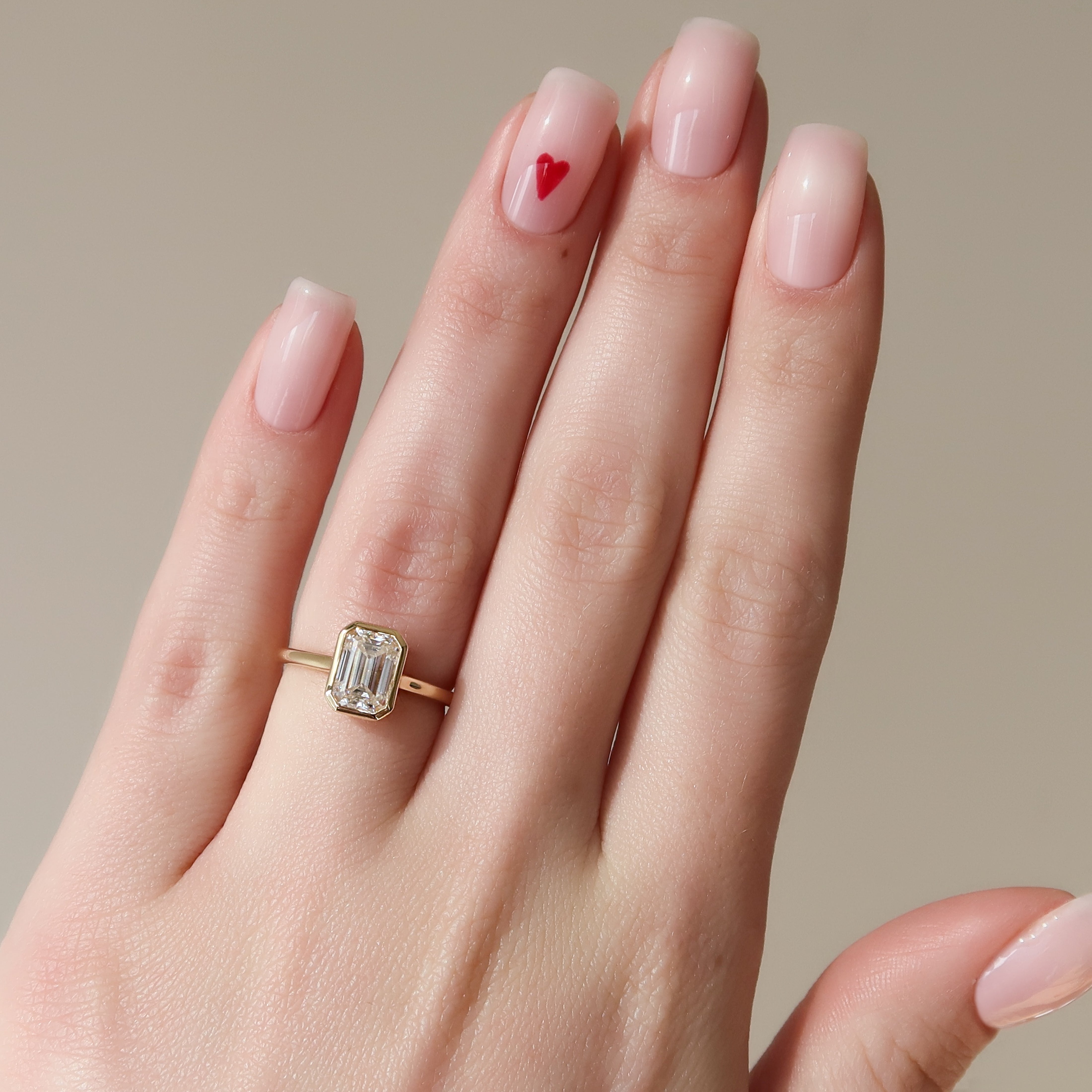 2.0 - 4.0 CT Emerald Cut Lab Grown Diamond Bezel Hidden Halo Engagement Ring