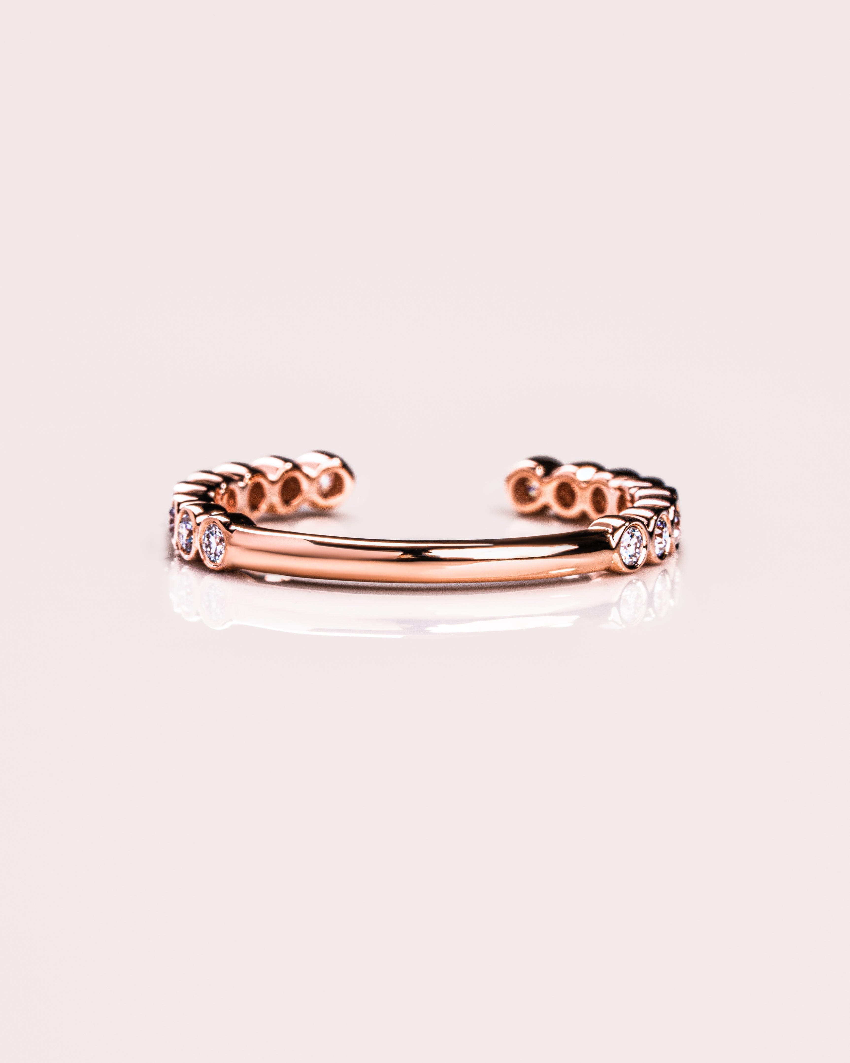 0.23 CT Round Shaped Moissanite Bezel Open Wedding Band - crownmoissanite