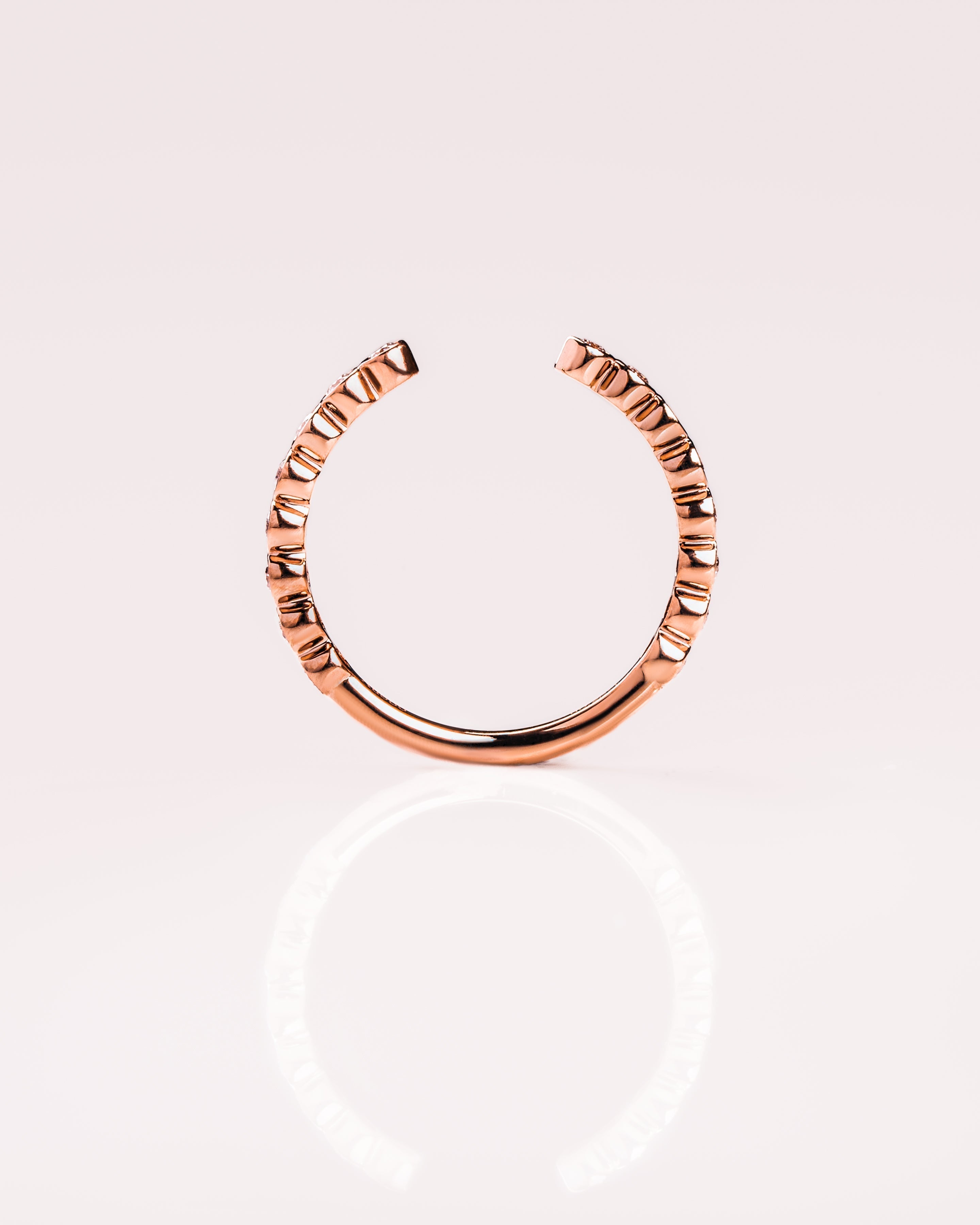 0.23 CT Round Shaped Moissanite Bezel Open Wedding Band - crownmoissanite