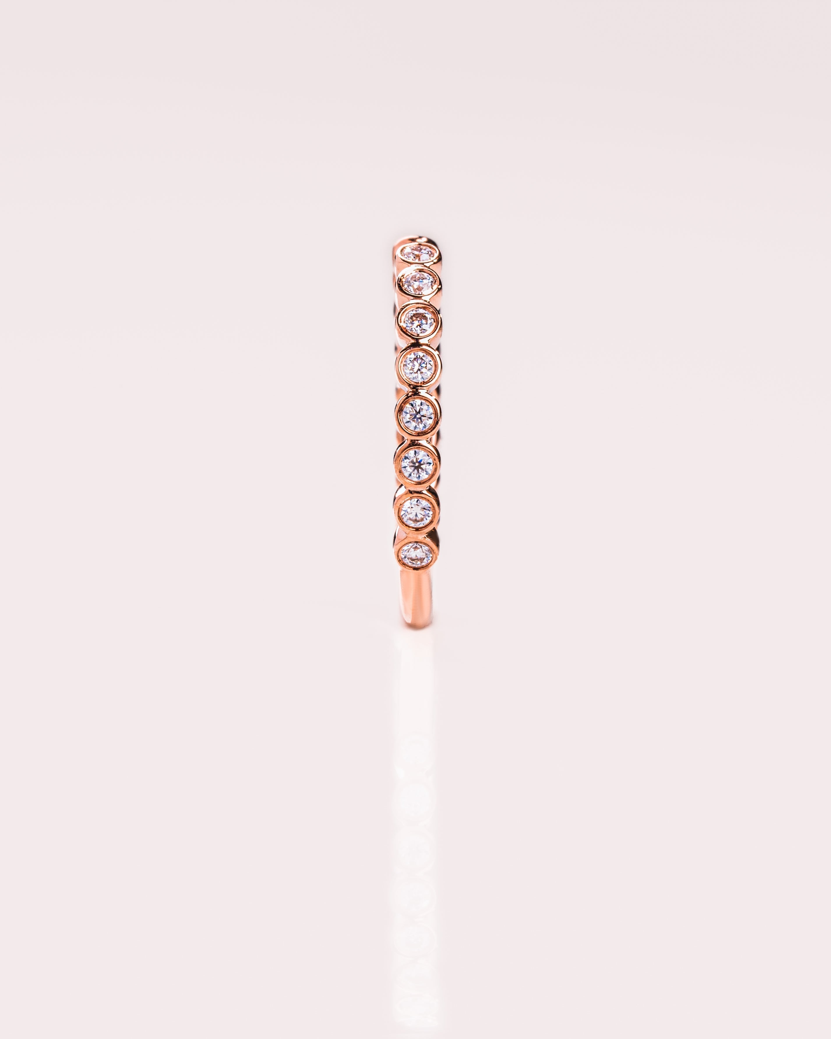 0.23 CT Round Shaped Moissanite Bezel Open Wedding Band - crownmoissanite