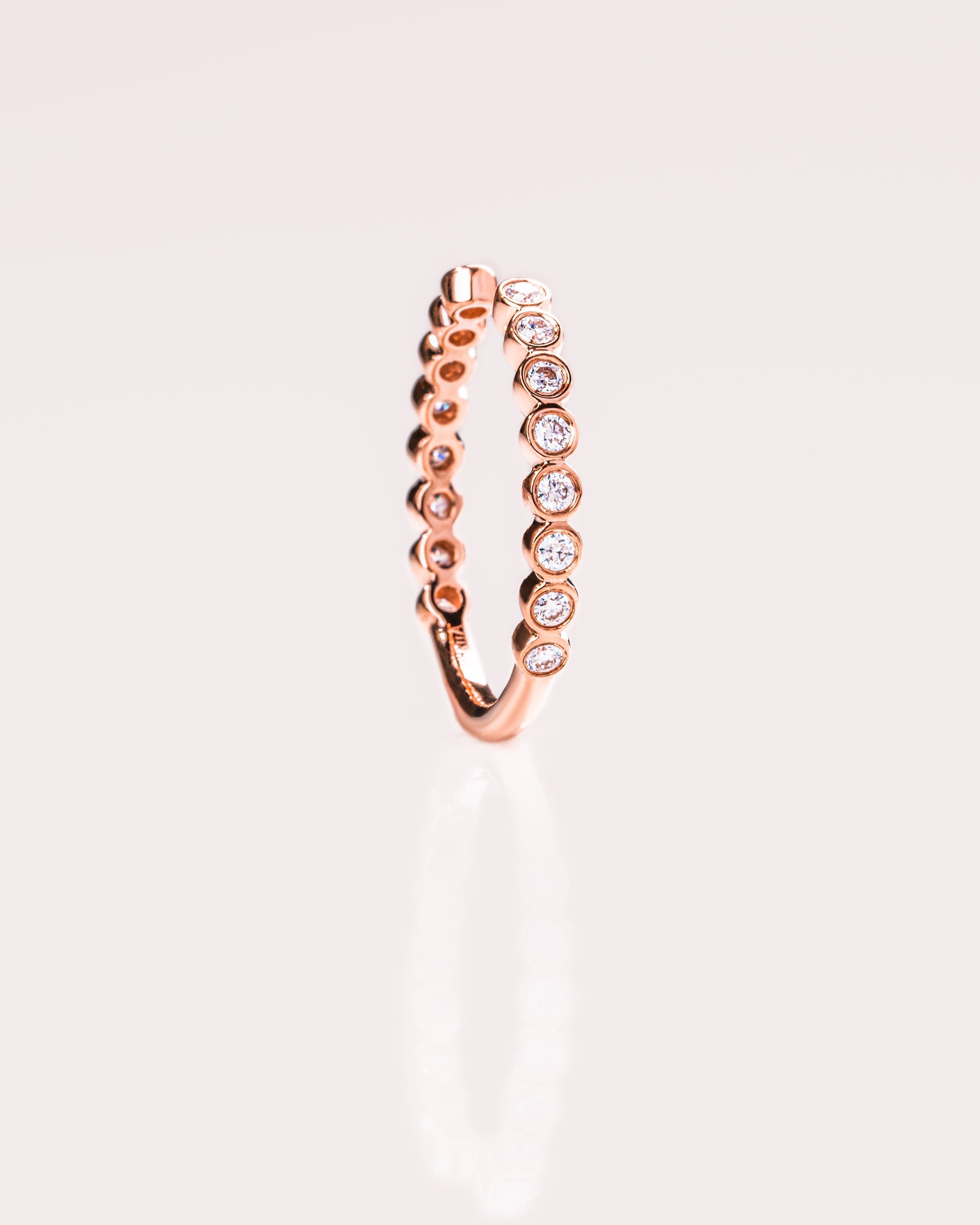 0.23 CT Round Shaped Moissanite Bezel Open Wedding Band - crownmoissanite