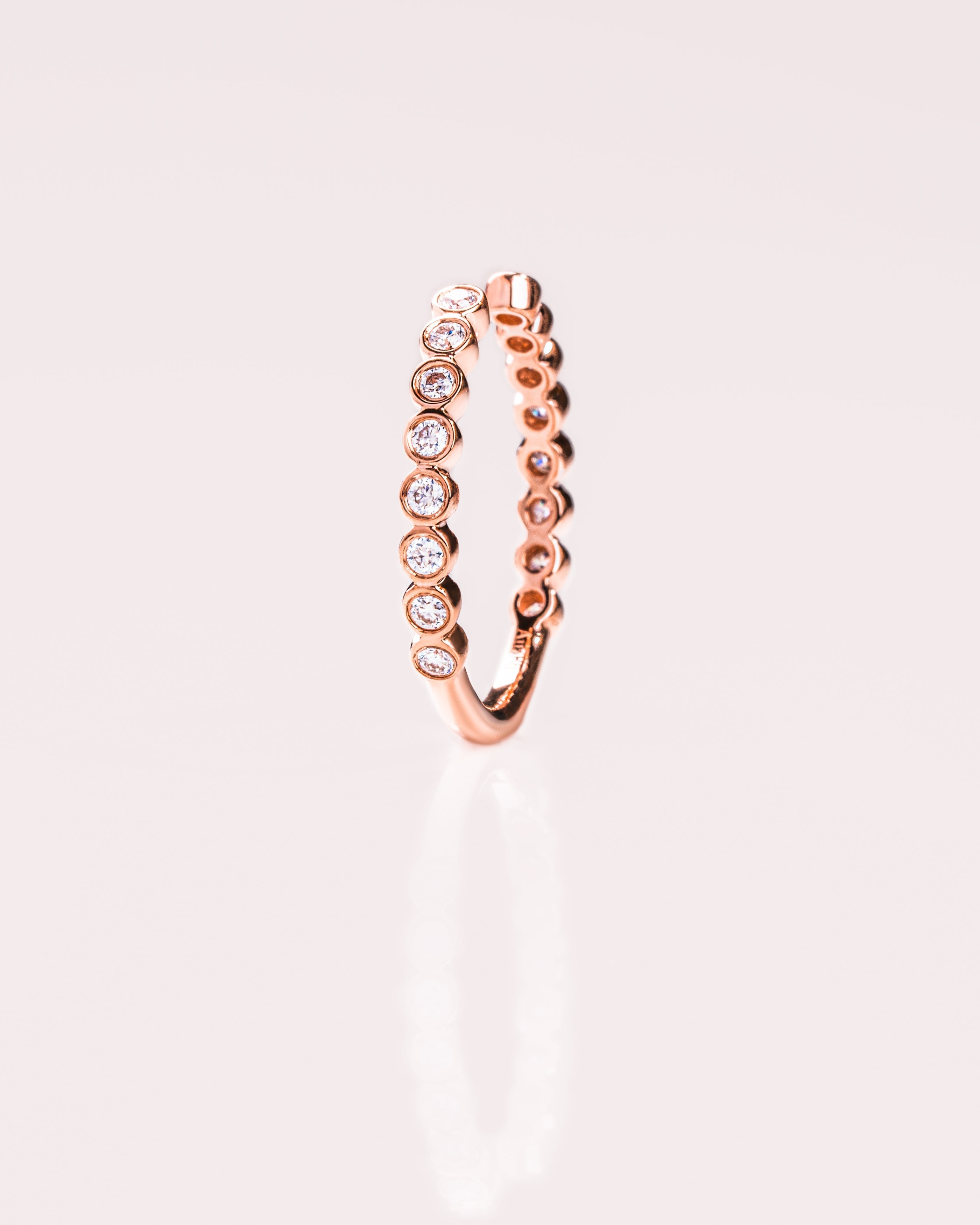 0.23 CT Round Shaped Moissanite Bezel Open Wedding Band - crownmoissanite