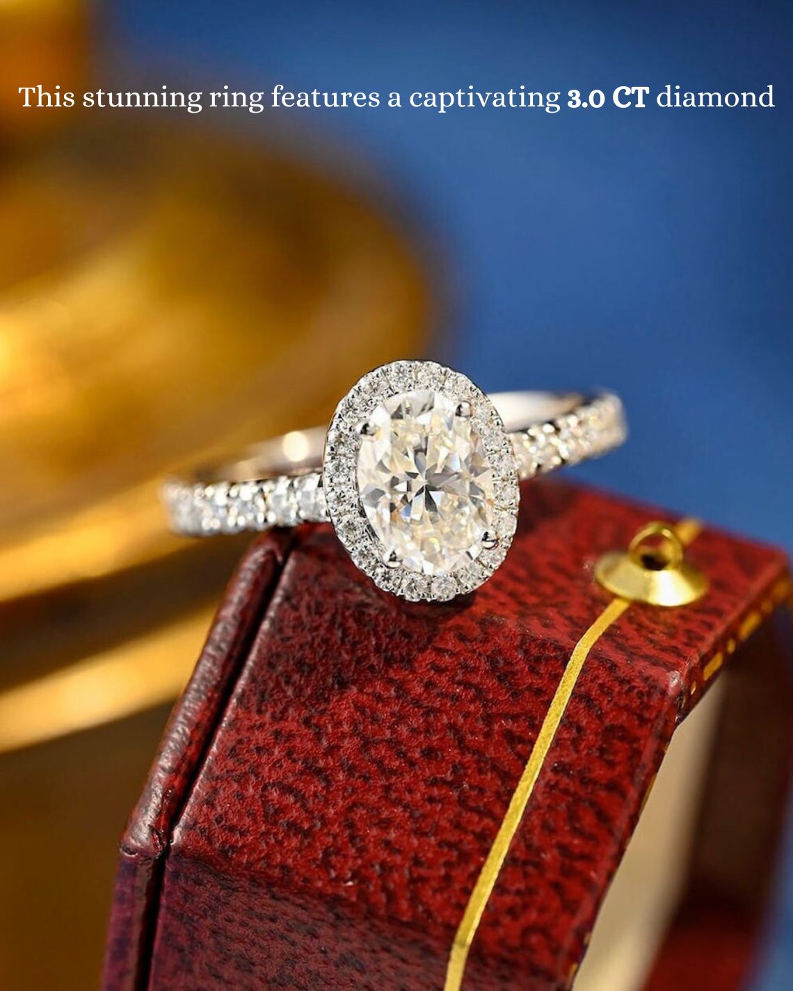 1.0 CT-3.0 CT Oval F/VS1 CVD Diamond Halo Pave Setting Engagement Ring - Camila Brown