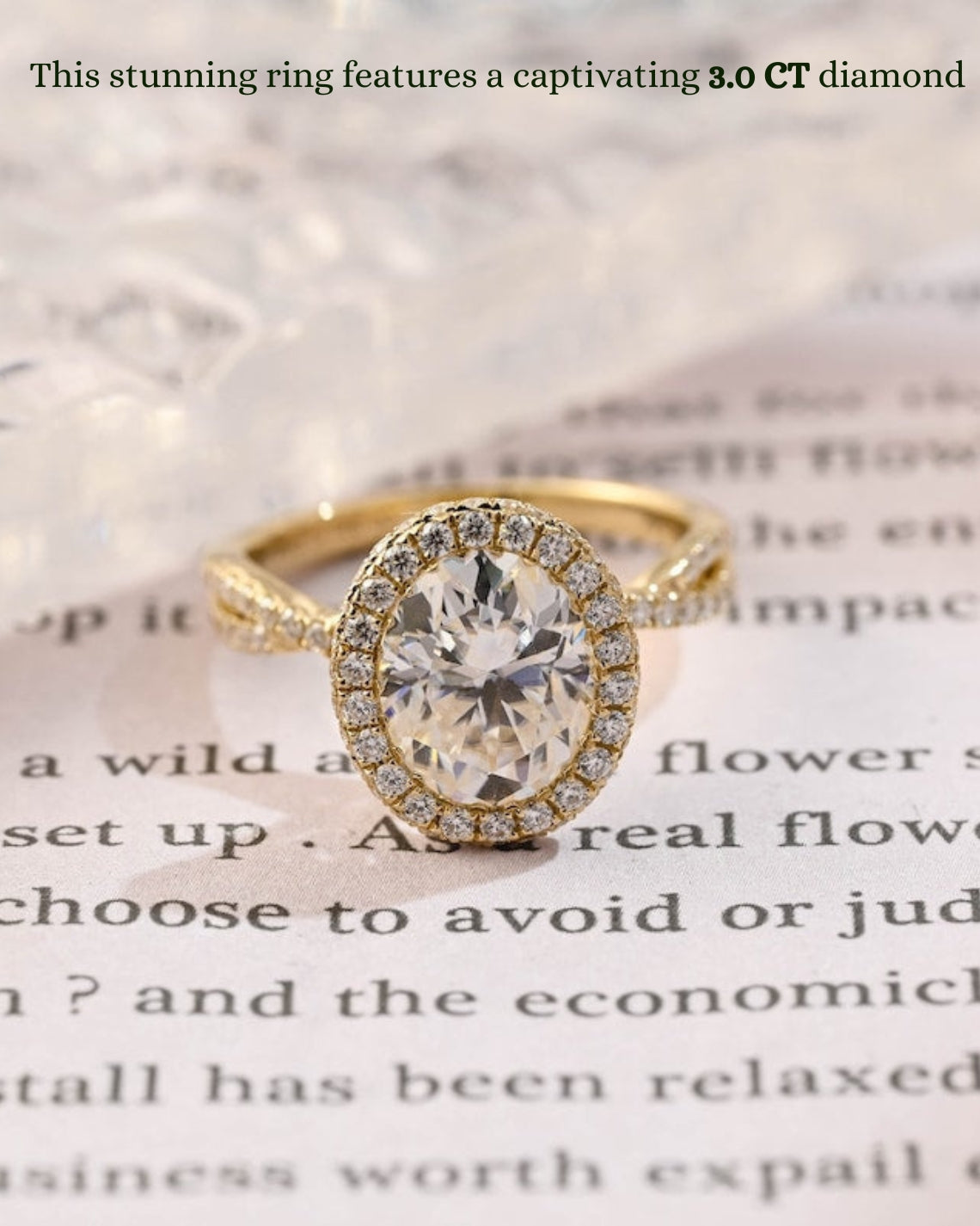 3.0 CT Oval G/VS2 CVD Diamond halo Twist Setting Engagement Ring - Camila Brown