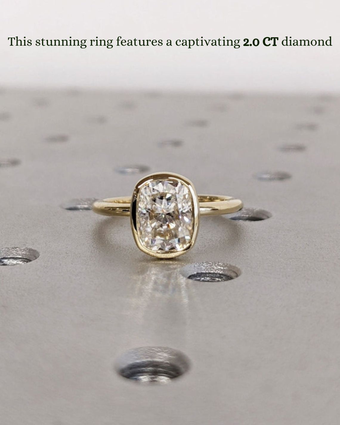 1.0 - 3.0 CT Elongated Cushion F/VS1 CVD Diamond Bezel Setting Engagement Ring - Camila Brown