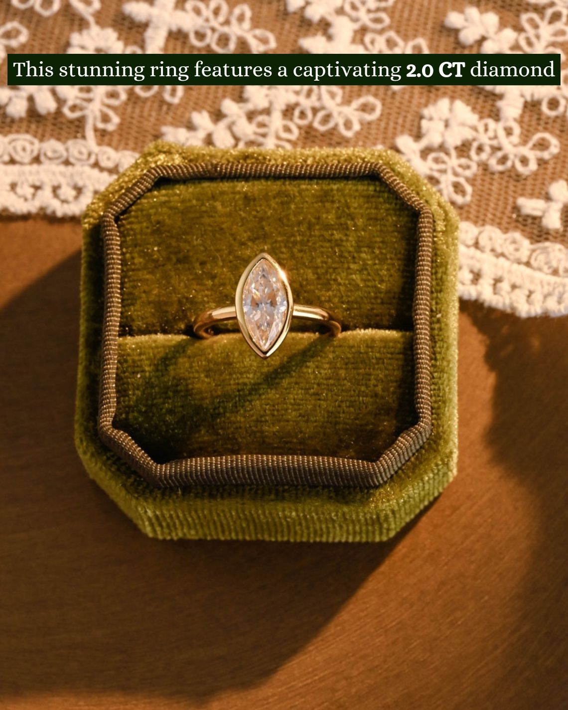 1.0 - 3.0 CT Marquise F/VS1 CVD Diamond Bezel Solitaire Engagement Ring - Camila Brown