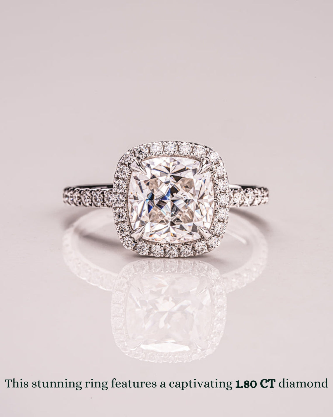 1.80 - 3.80 CT Cushion F/VS1 CVD Diamond Halo Pave Setting Engagement Ring - Camila Brown