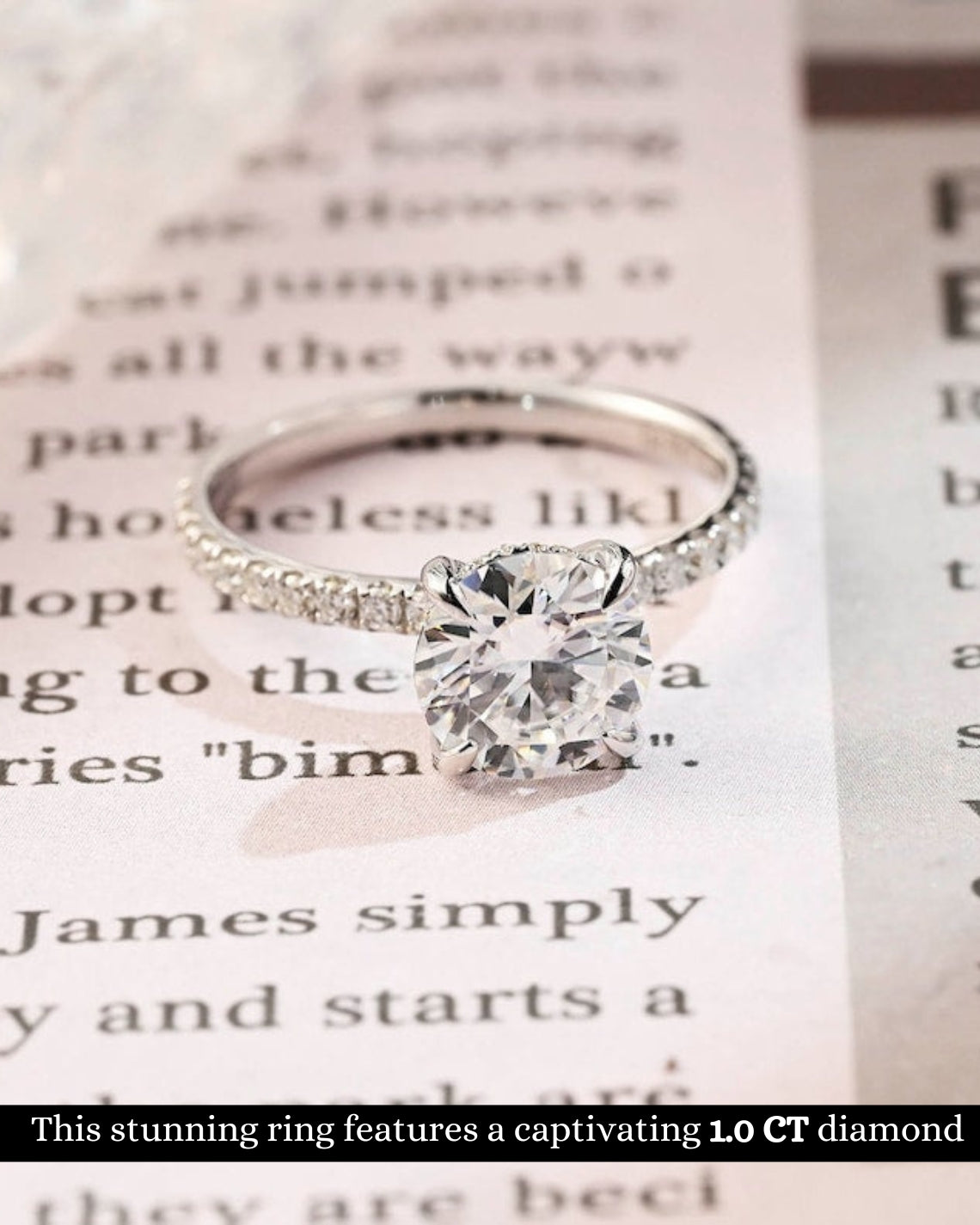 1.0 CT Round F/VS1 CVD Diamond Hidden Halo Pave Setting Engagement Ring - Camila Brown