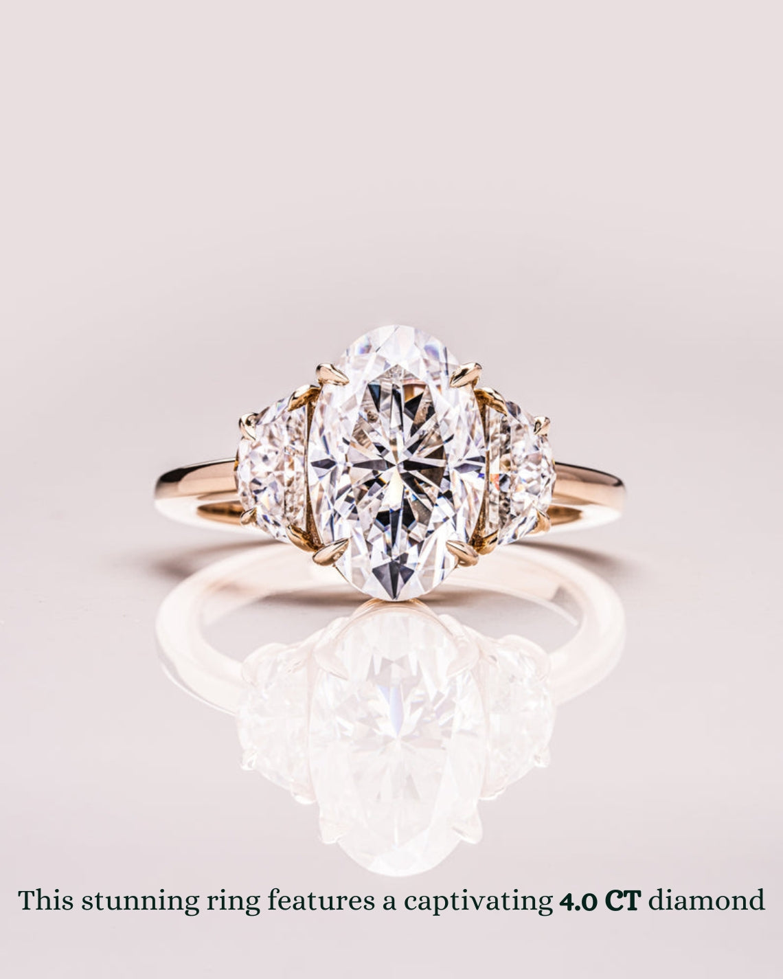 2.0 - 4.0 CT Oval G/VS2 CVD Diamond Three Stone Engagement Ring - Camila Brown