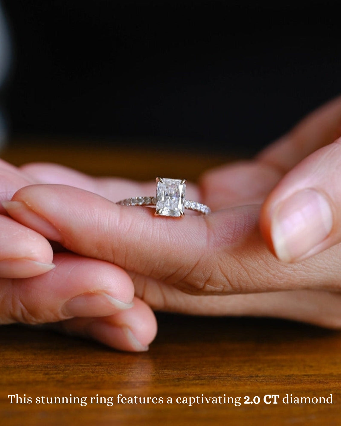 1.0 CT-3.0 CT Radiant Cut F/VS1 CVD Diamond Pave Setting Engagement Ring - Camila Brown