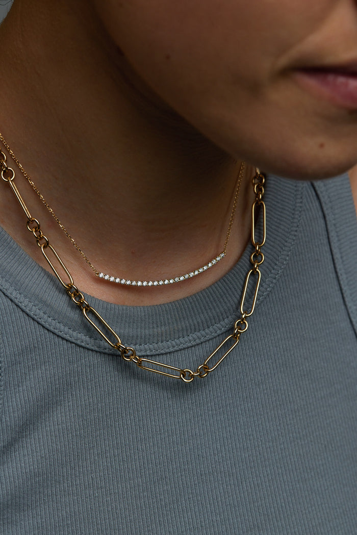 Round Cut Bar Moissanite Diamond Necklace