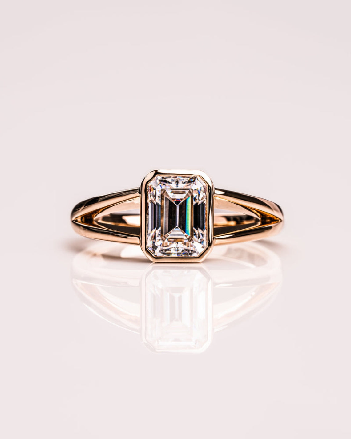 1.60 CT Emerald F/VS2 CVD Diamond Bezel Solitaire Engagement Ring - Camila Brown