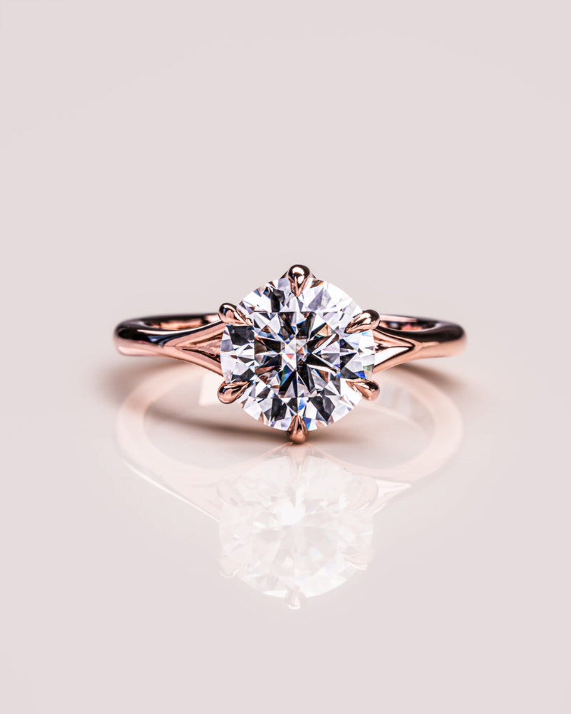 1.90 CT Round F/VS2 CVD Diamond Solitaire Split Shank Style Engagement Ring - Camila Brown