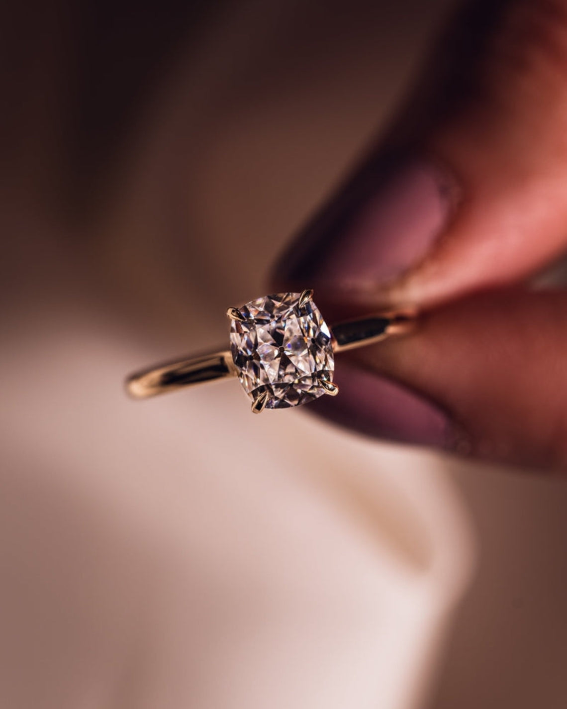 0.96 CT Cushion F/VS2 CVD Diamond Hidden Halo Engagement Ring - Camila Brown