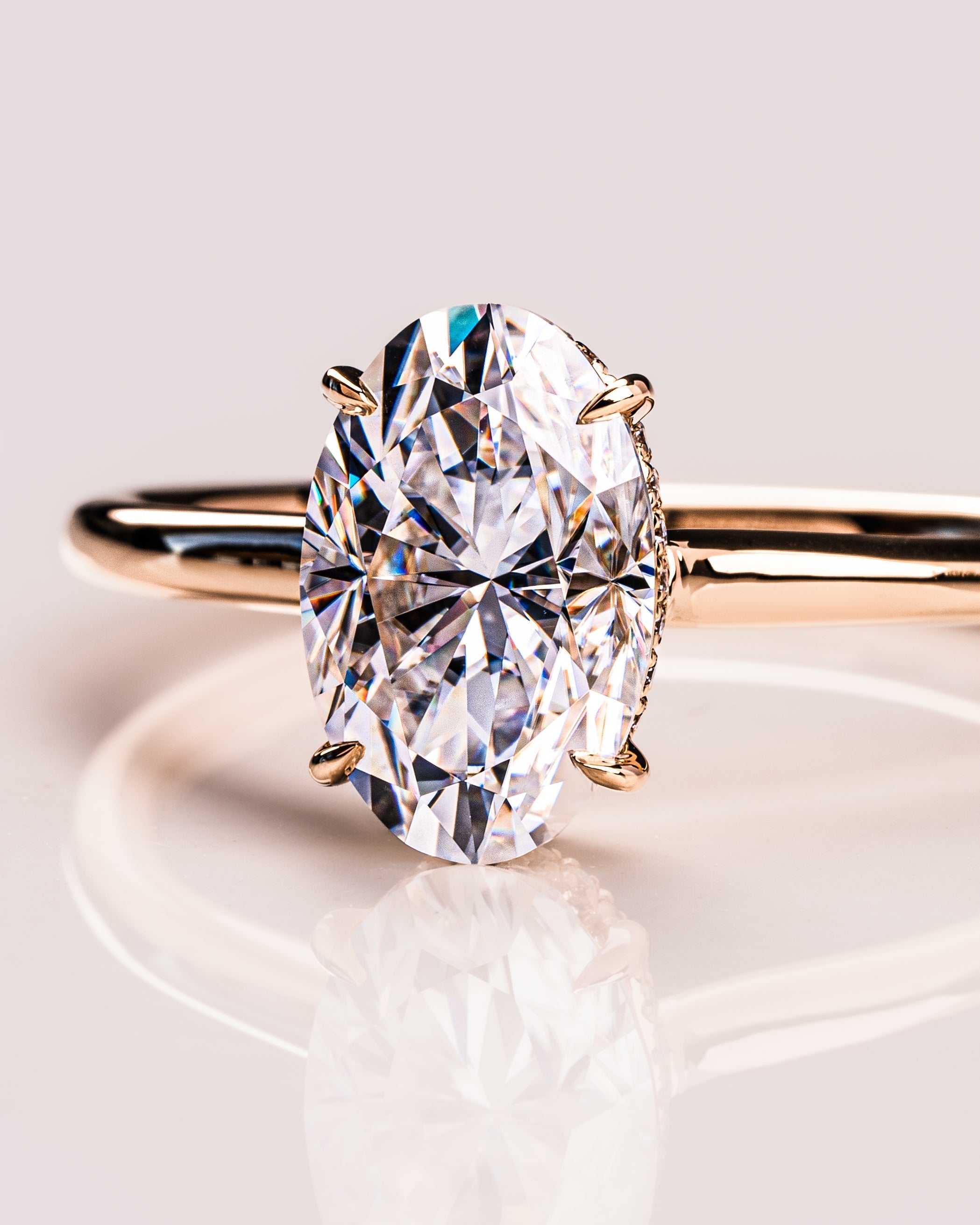 5.55 CT Oval CZ Diamond Hidden Halo Engagement Ring- Home Trial Set for Kim