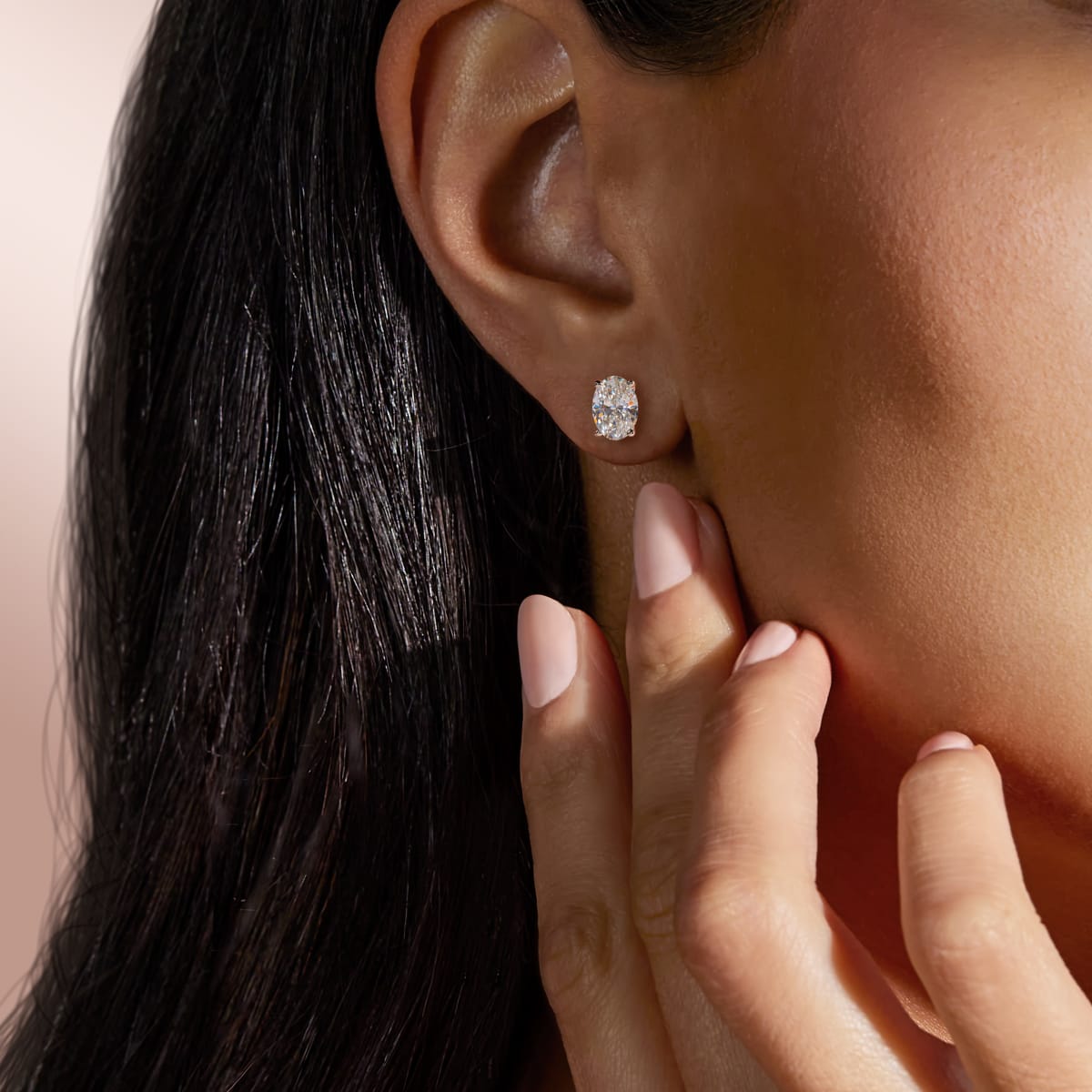 0.50 TCW-1.0 TCW Oval Cut Moissanite Solitaire Stud Earrings - Camila Brown