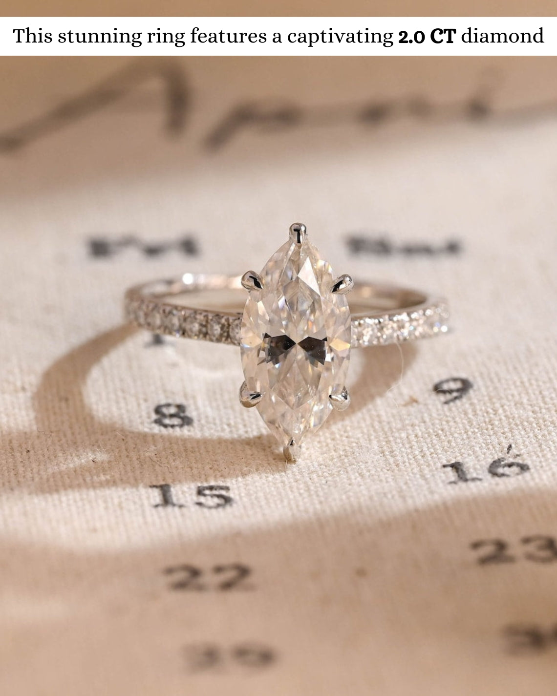 1.0 - 3.0 CT Marquise F/VS1 CVD Diamond Pave Setting Engagement Ring - Camila Brown