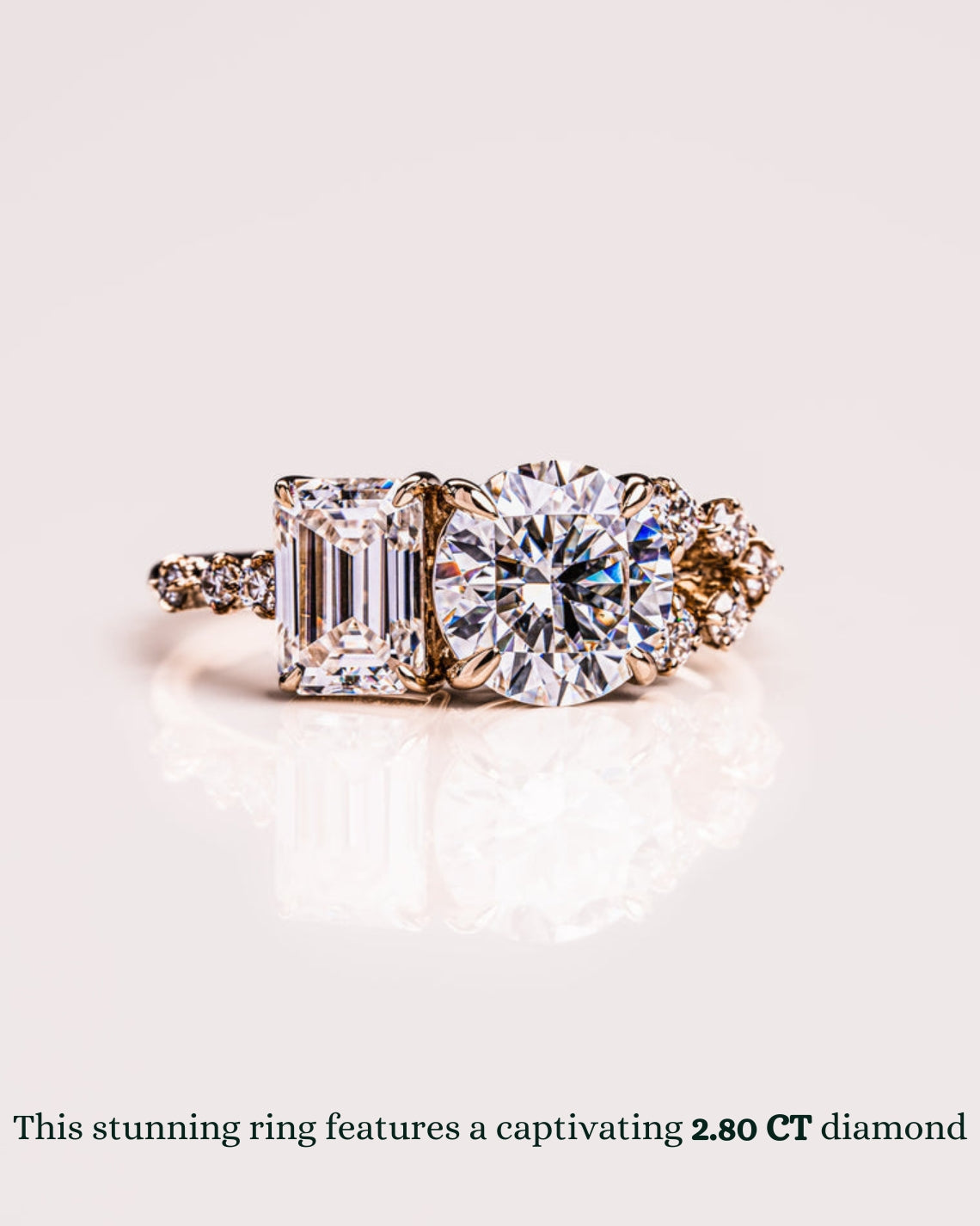 2.80 CT Emerald & Round G/VS2 CVD Diamond Two Stone Engagement Ring - Camila Brown