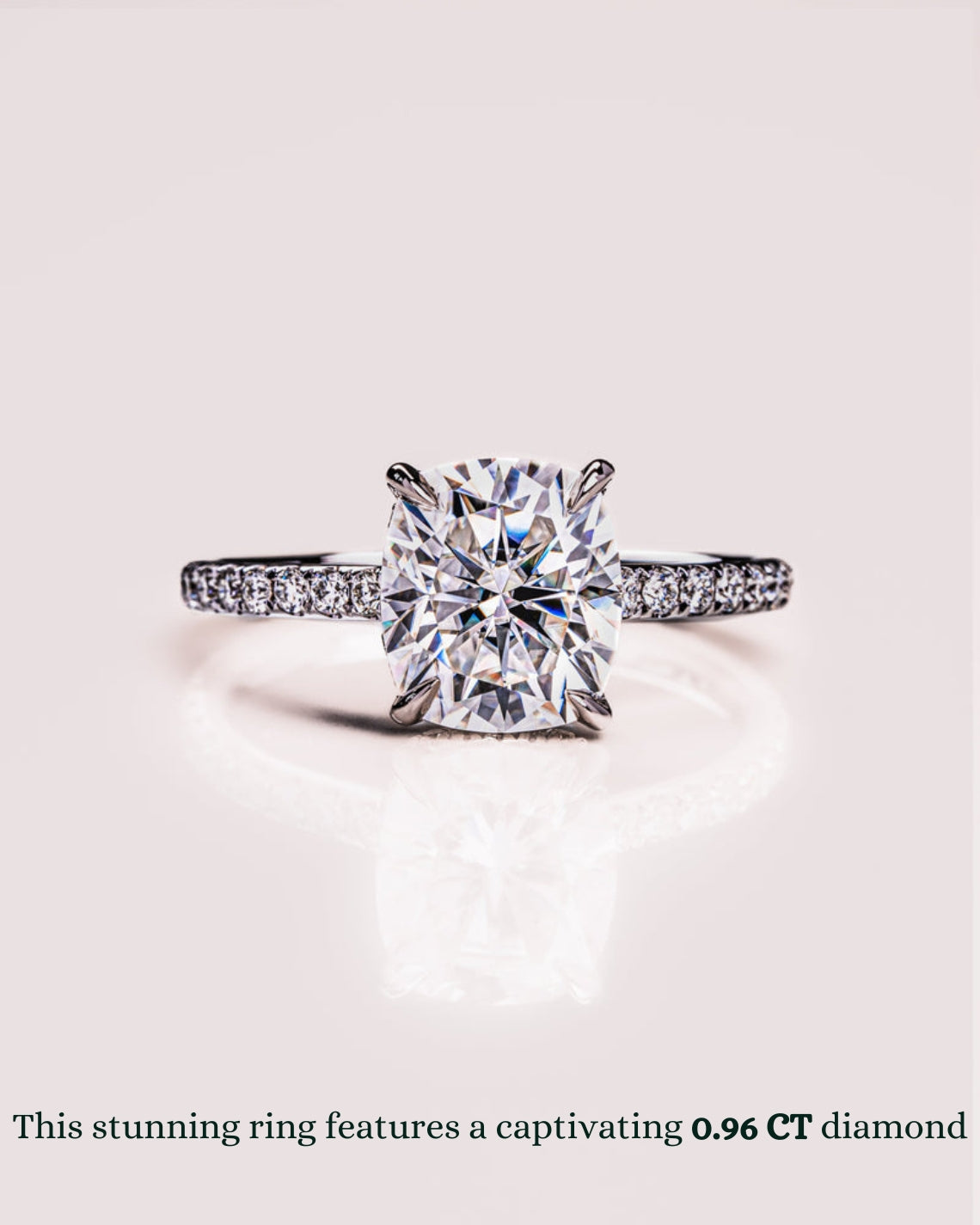 0.96 CT Cushion F/VS1 CVD Diamond Hidden Halo Pave Setting Engagement Ring - Camila Brown