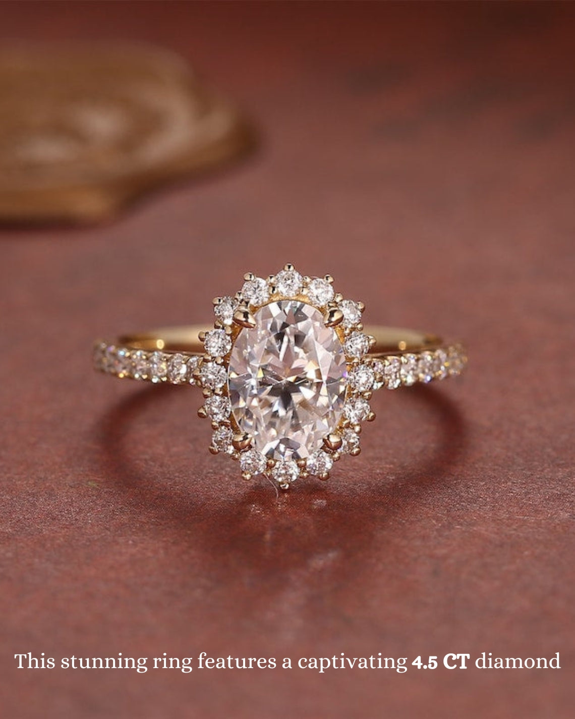 2.50 - 4.50 CT Oval G/VS2 CVD Diamond Halo pave Setting Engagement Ring - Camila Brown