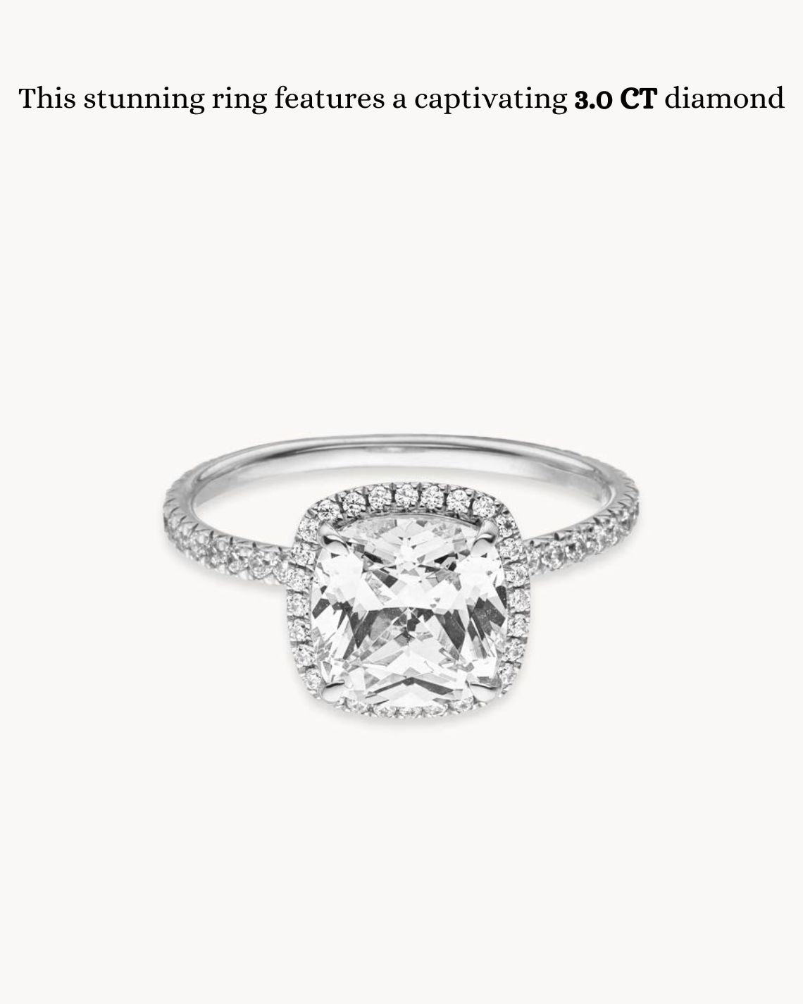 1.0-3.0 CT Cushion Cut F/VS1 CVD Diamond Halo Pave Setting Engagement Ring - Camila Brown