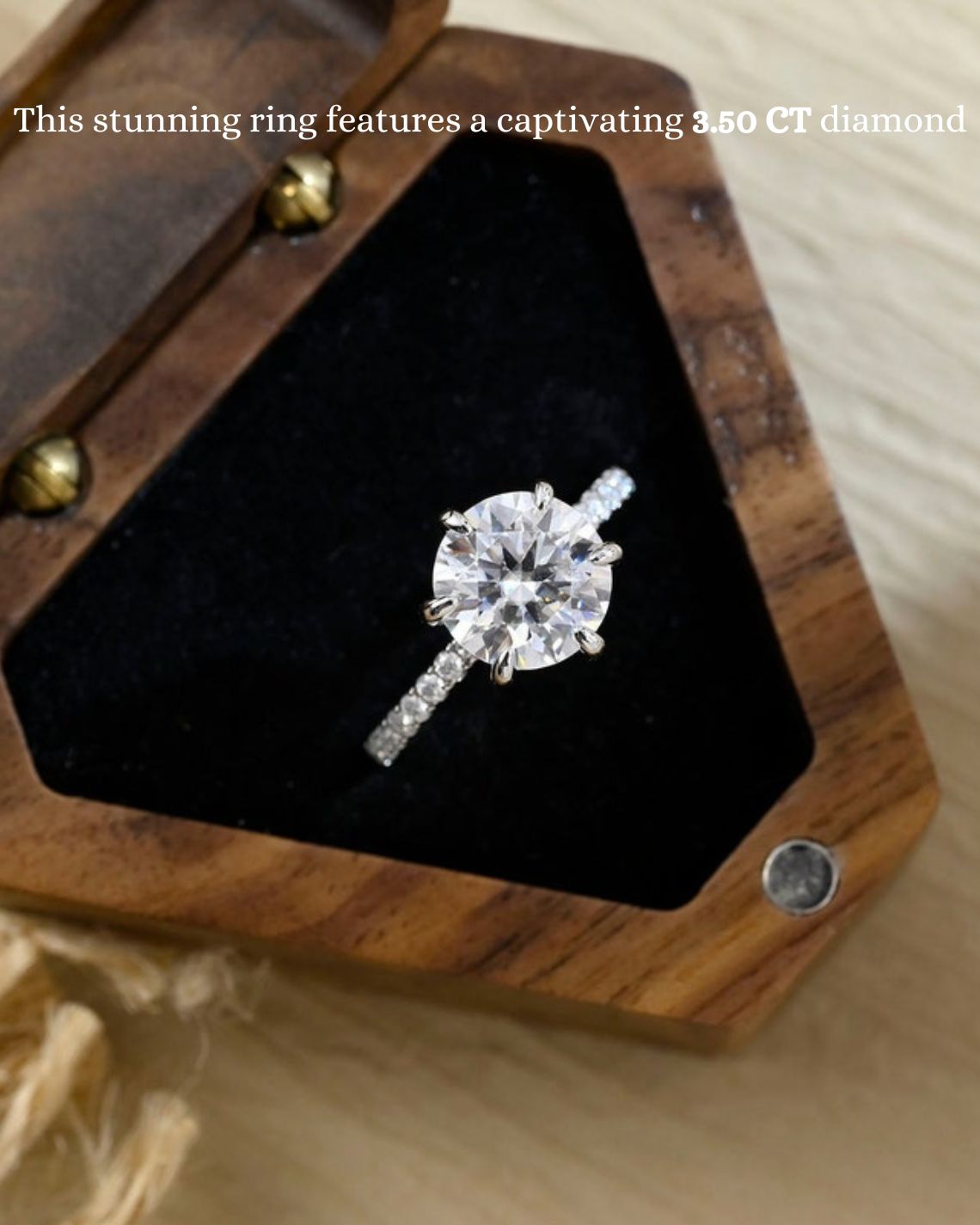 3.5 CT Round F/VS1 CVD Diamond Hidden Halo Pave Setting Engagement Ring - Camila Brown