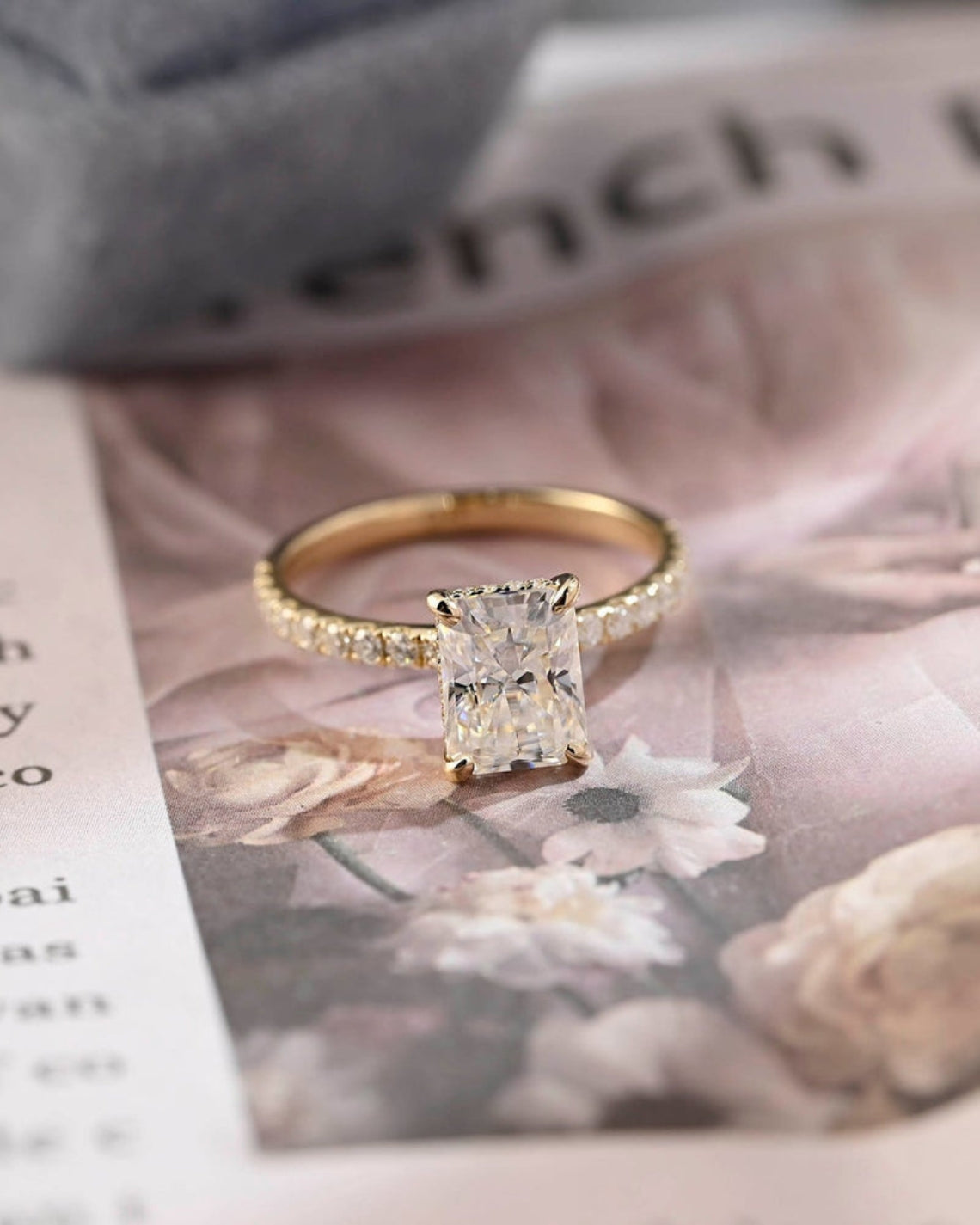 1.0-3.0 CT Radiant F/VS1 CVD Diamond Hidden halo Pave Setting Engagement Ring - Camila Brown