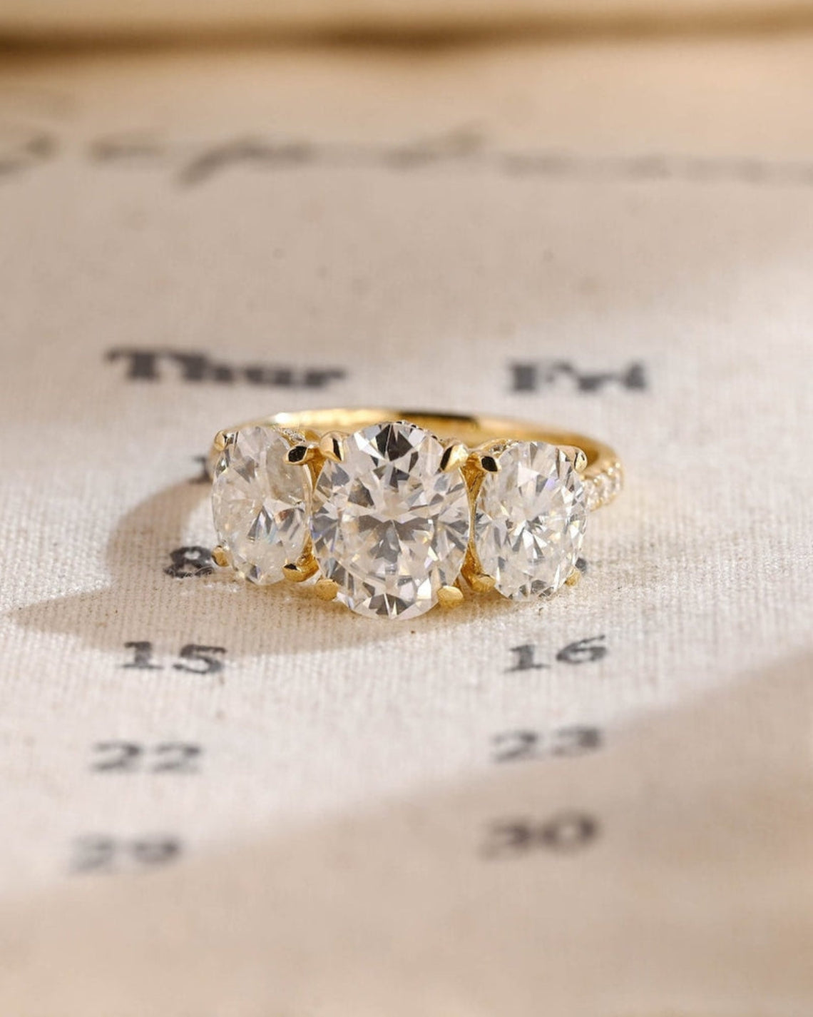 1.0 - 3.0 CT Oval F/VS1 CVD Diamond Three Stone Style Engagement Ring - Camila Brown
