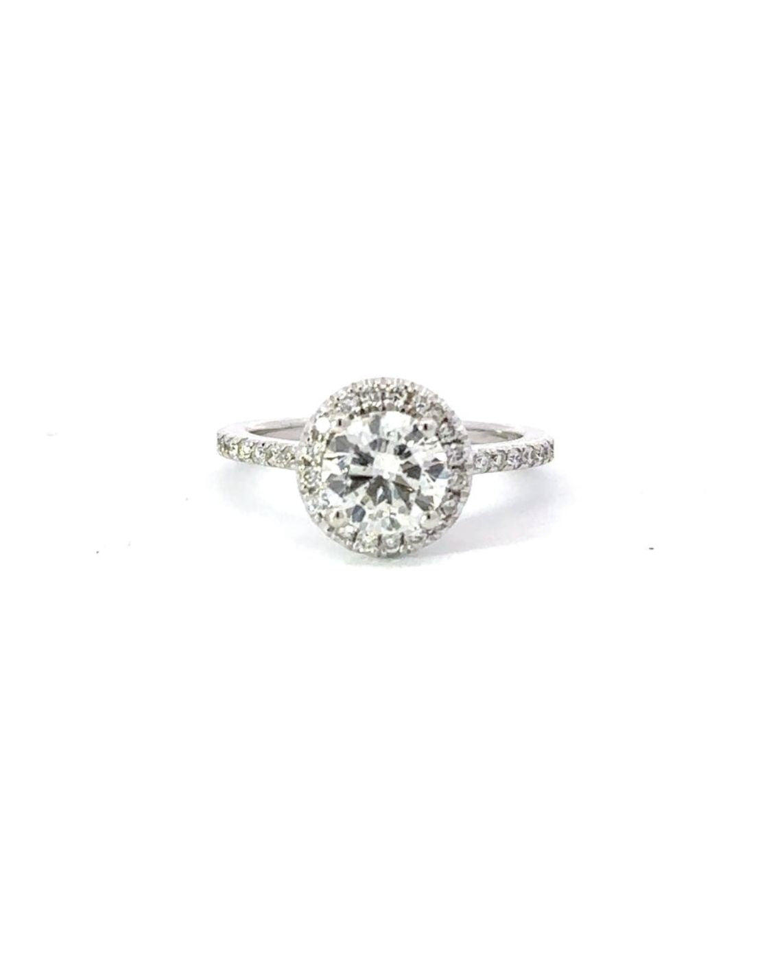 1.0 CT Round F/SI1 CVD Diamond Halo Pave Setting Engagement Ring - Camila Brown