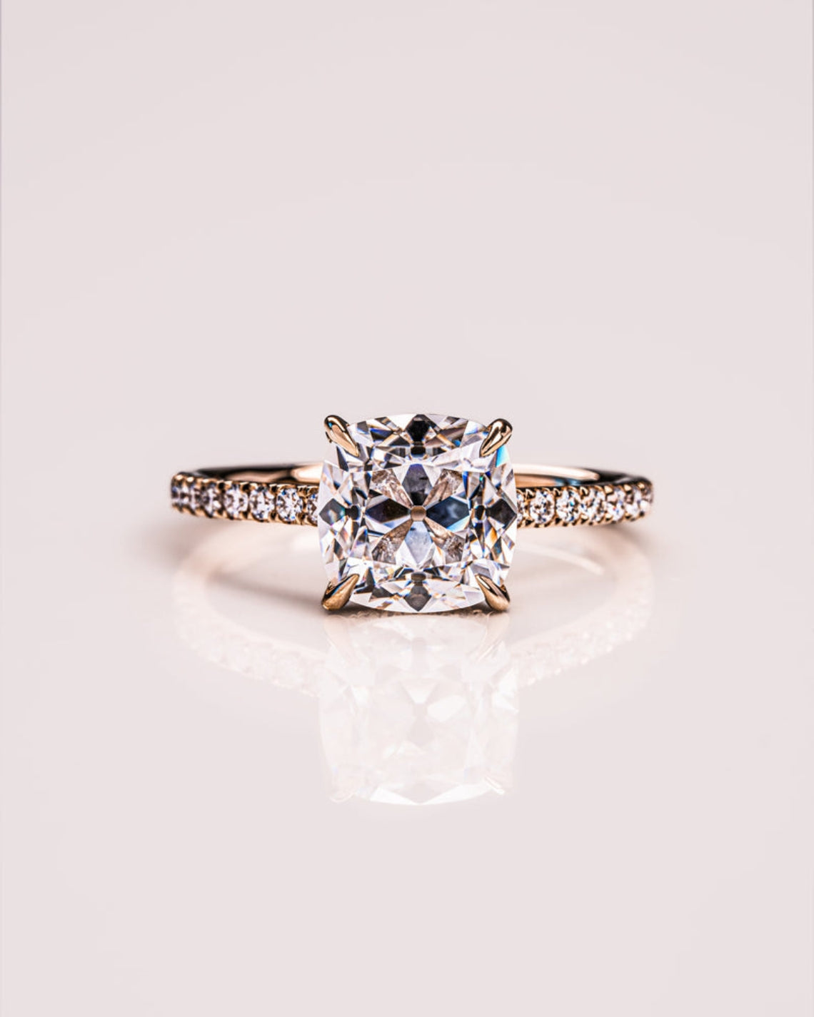1.74 CT Cushion F/VS2 CVD Diamond Hidden Halo Pave Setting Engagement Ring - Camila Brown