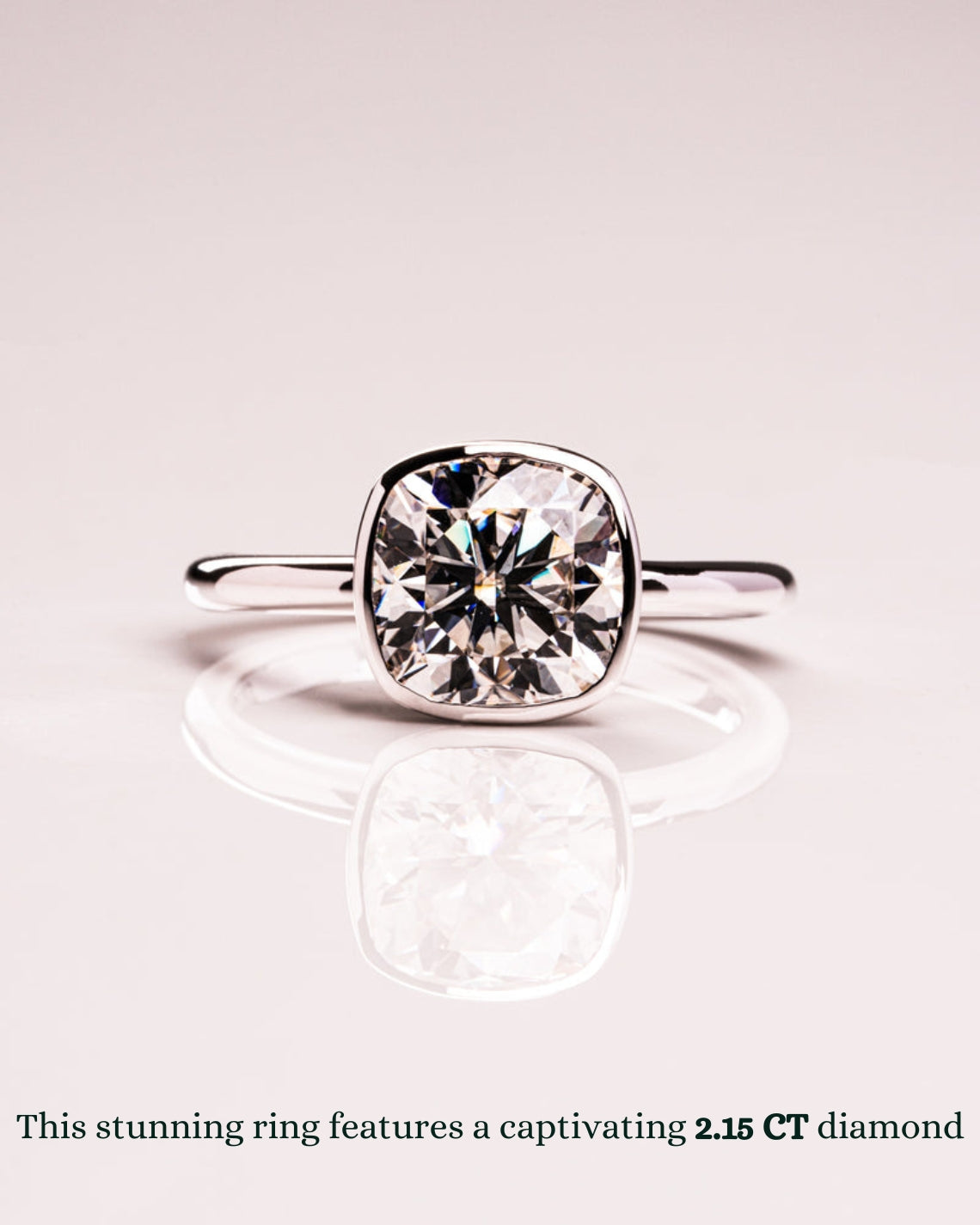 1.15 - 3.15 CT Cushion F/VS2 CVD Diamond Bezel Hidden Halo Engagement Ring - Camila Brown