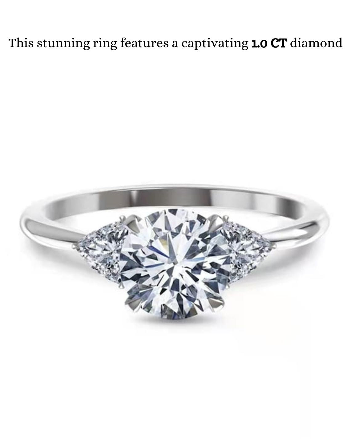 1.0 CT Round F/VS1 CVD Diamond Three Stone Style Engagement Ring - Camila Brown