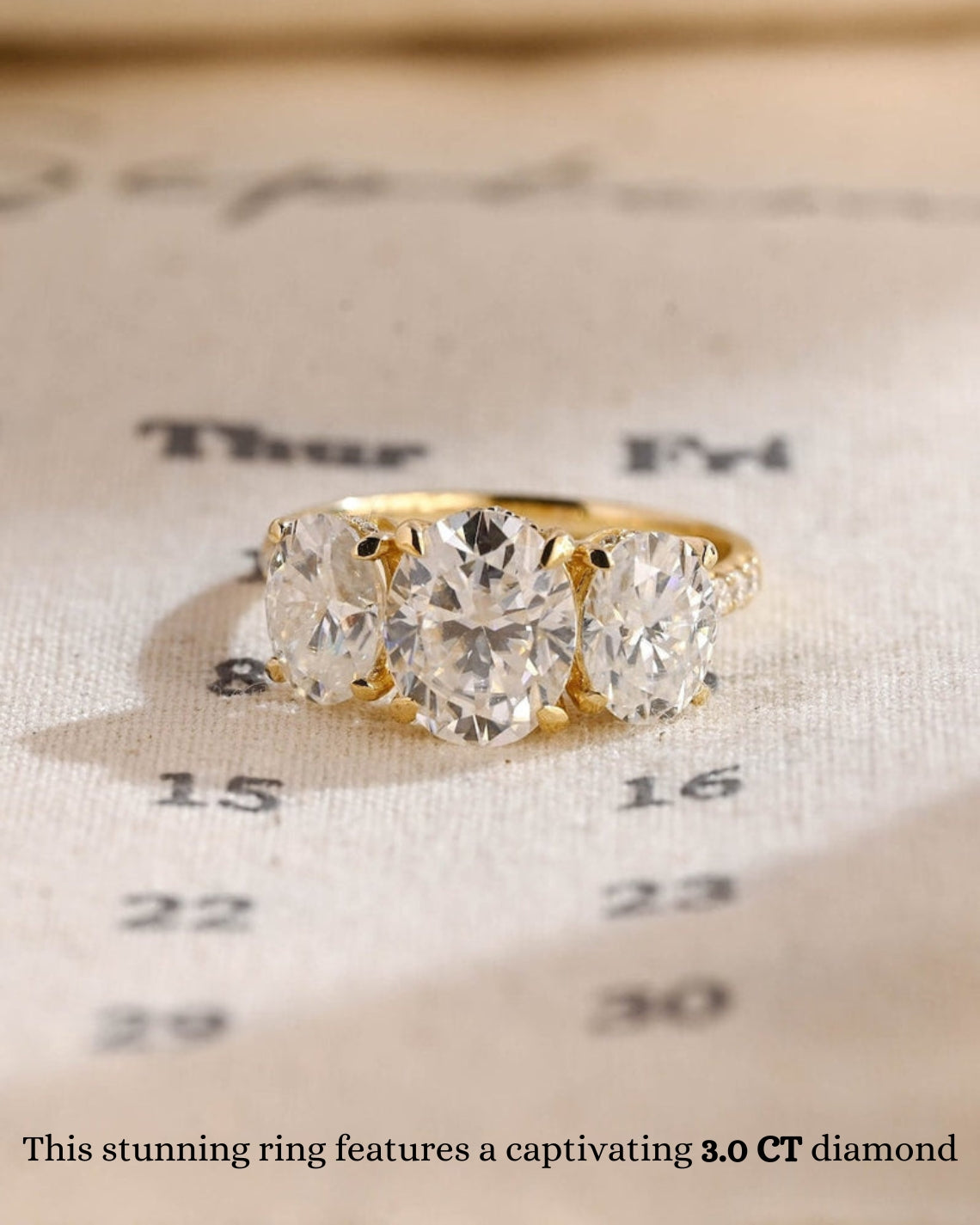 1.0 - 3.0 CT Oval F/VS1 CVD Diamond Three Stone Style Engagement Ring - Camila Brown