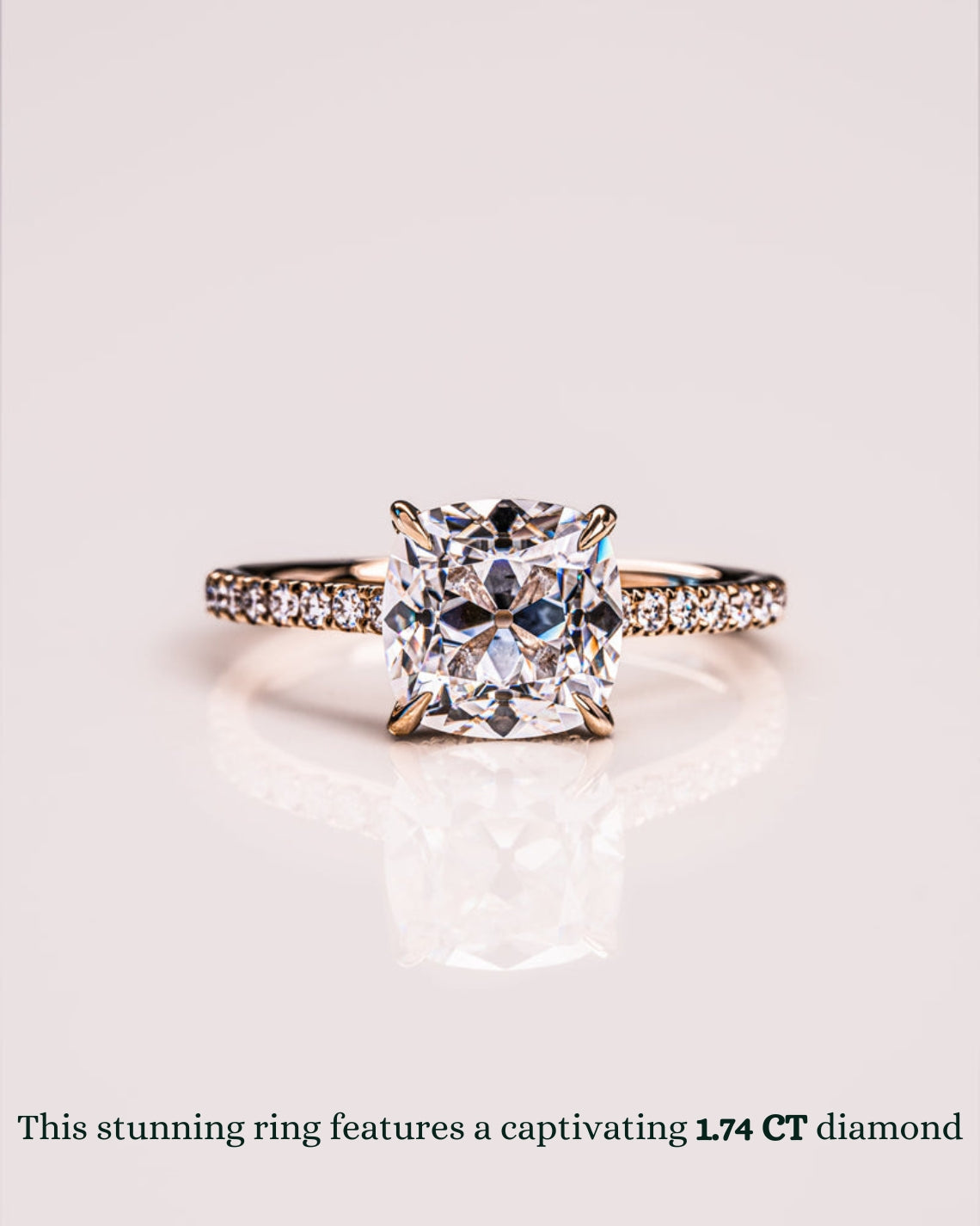 1.74 CT Cushion F/VS2 CVD Diamond Hidden Halo Pave Setting Engagement Ring - Camila Brown
