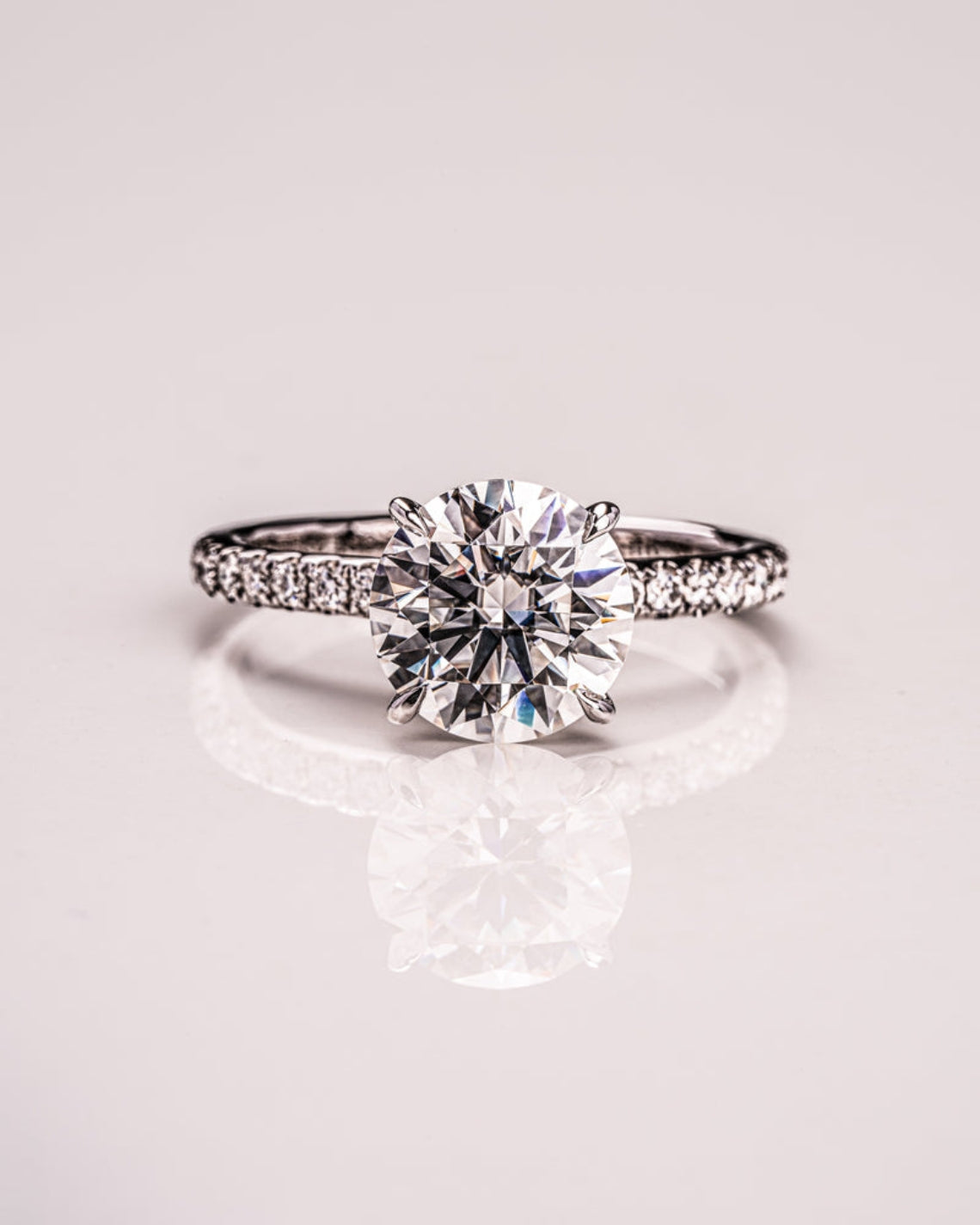 1.90 - 3.90 CT Round F/VS2 CVD Diamond Pave Setting Engagement Ring - Camila Brown