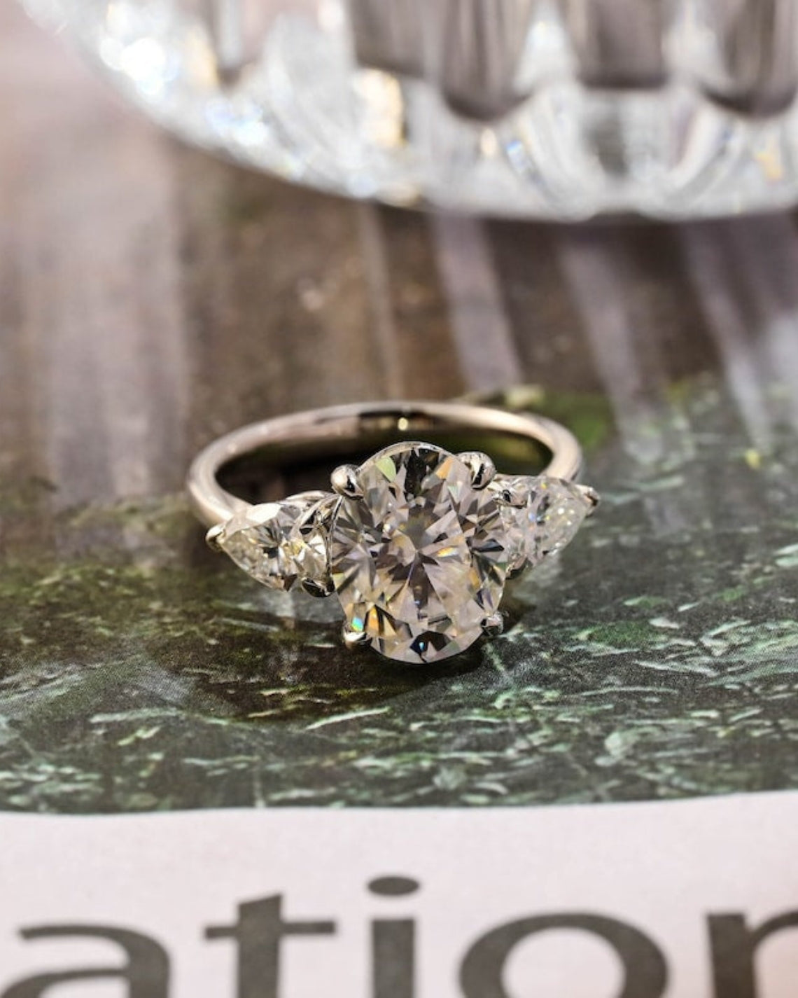 1.0-3.0 CT Oval F/VS1 CVD Diamond Three stone style Engagement Ring - Camila Brown