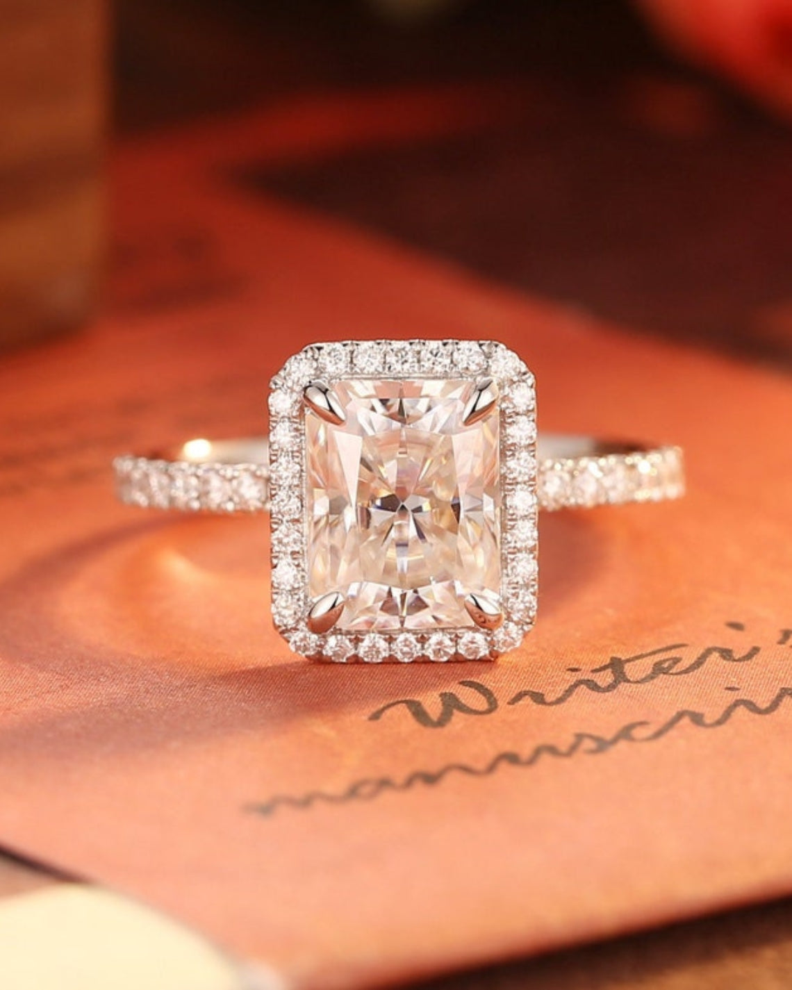 2.0-4.0 CT Radiant F/VS1 CVD Diamond halo Pave Setting Engagement Ring - Camila Brown