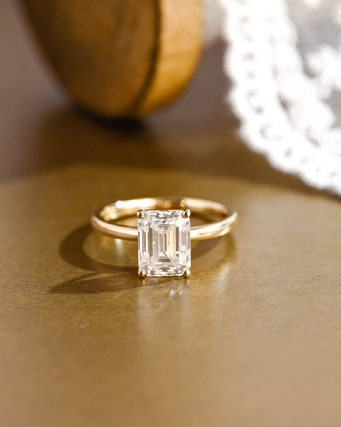 1.0 CT-3.0 CT Emerald F/VS1 CVD Diamond Solitaire Engagement Ring - Camila Brown