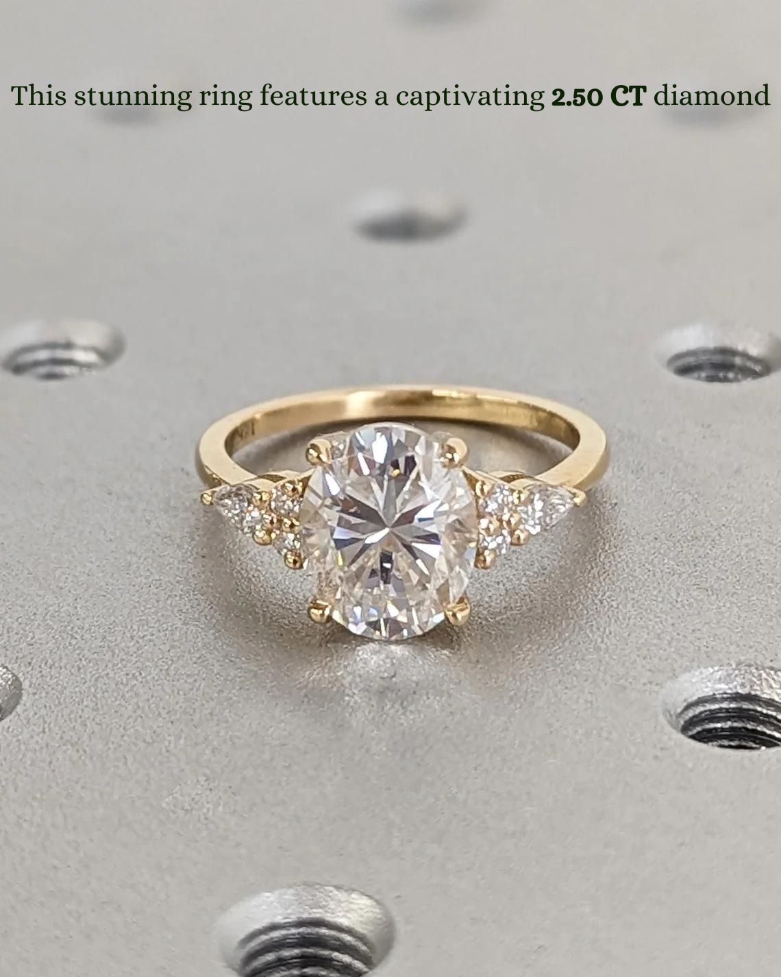 1.50-3.50CT Oval F/VS1 CVD Diamond Cluster Engagement Ring - Camila Brown